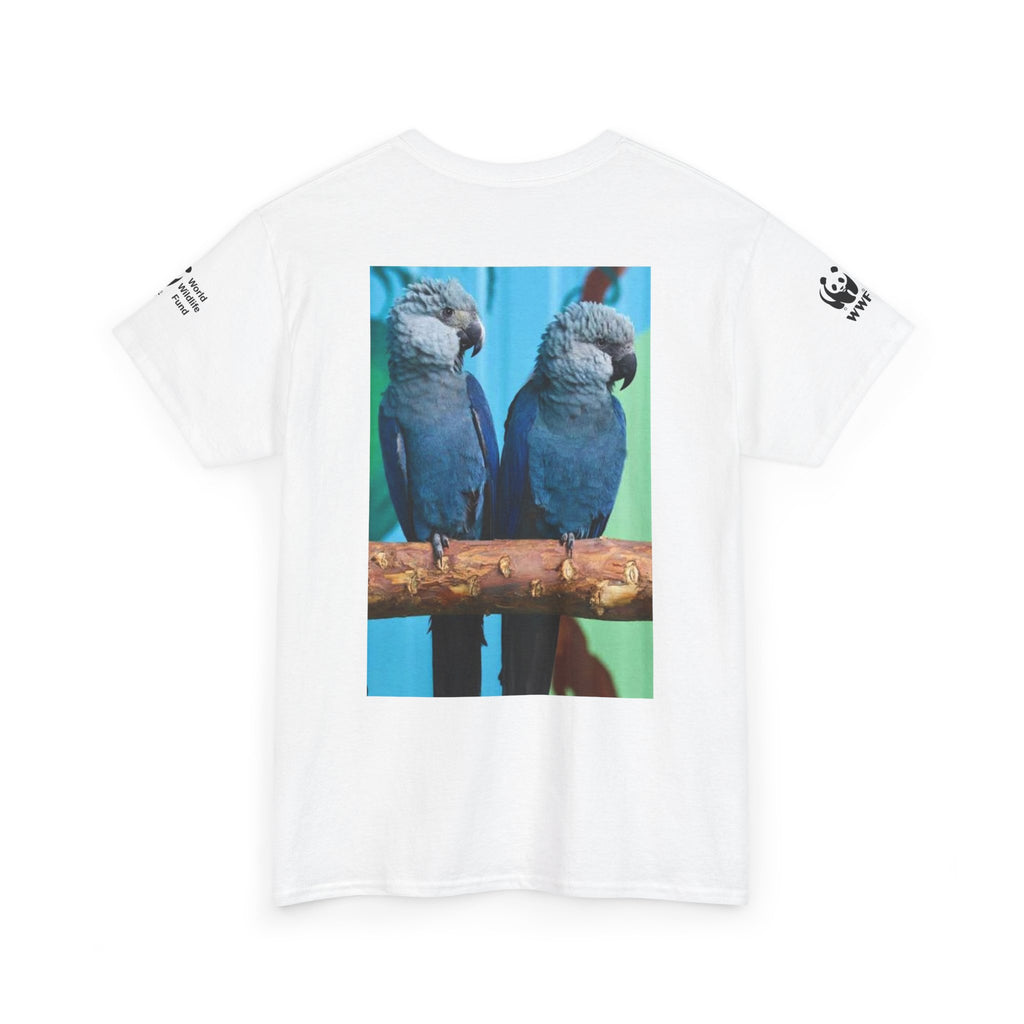 自然と鳥の明るい花柄Tシャツ - 鳥好きへのギフト