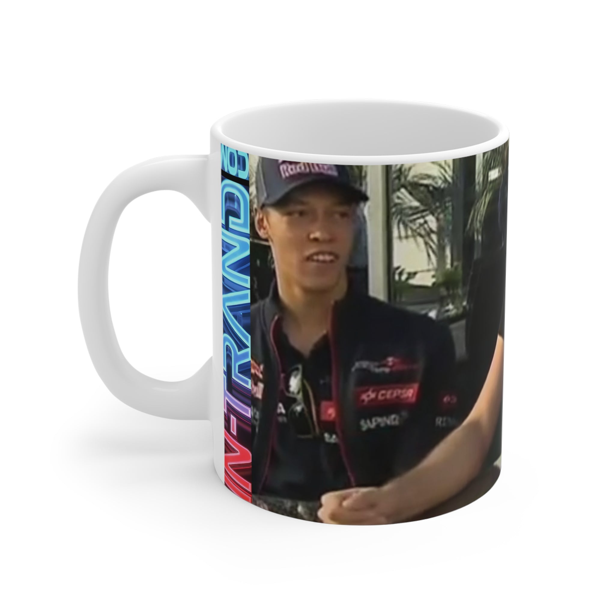 11oz Photo Collage Mug - Racing Interview Design