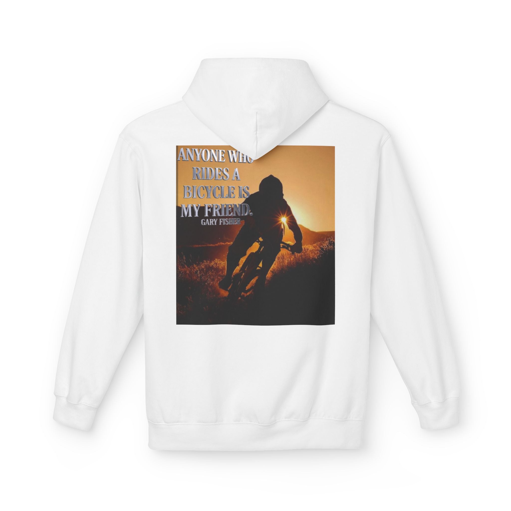 Mountain Biker Sunset Hoodie — Silhouette Cycling Graphic