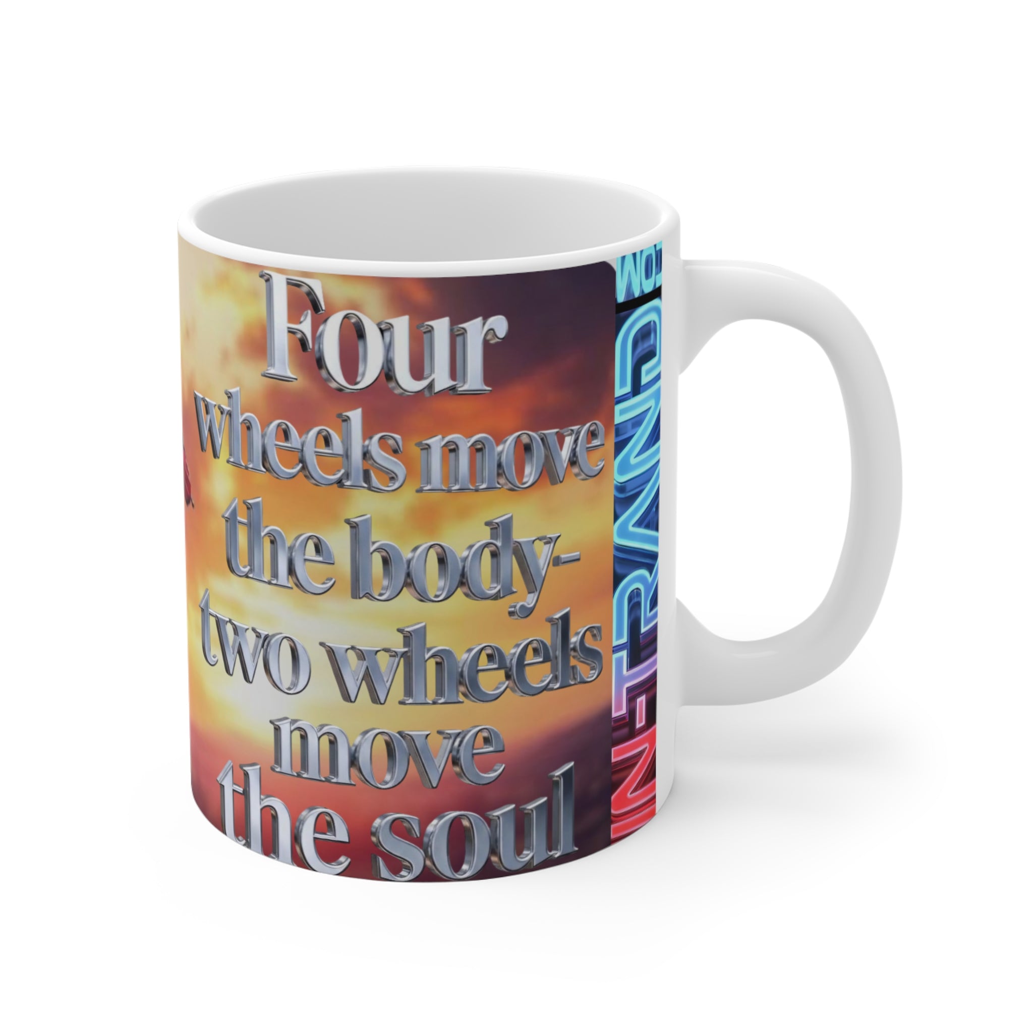 Motocross Rider Mug — Dirt Bike Sunset Coffee Cup with Rider Graphic