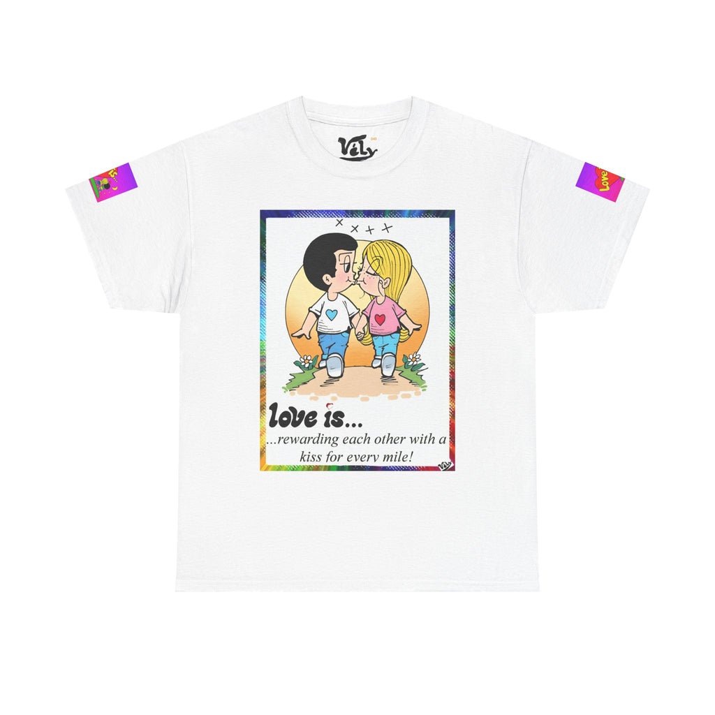 💎 Love Is... Couple Graphic Tee — "Rewarding Each Other With a Kiss for Every Mile" 💎