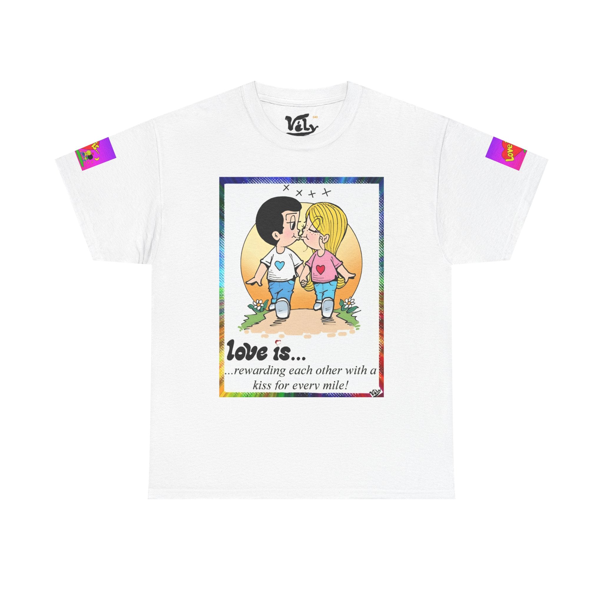 💎 Love Is... Couple Graphic Tee — "Rewarding Each Other With a Kiss for Every Mile" 💎