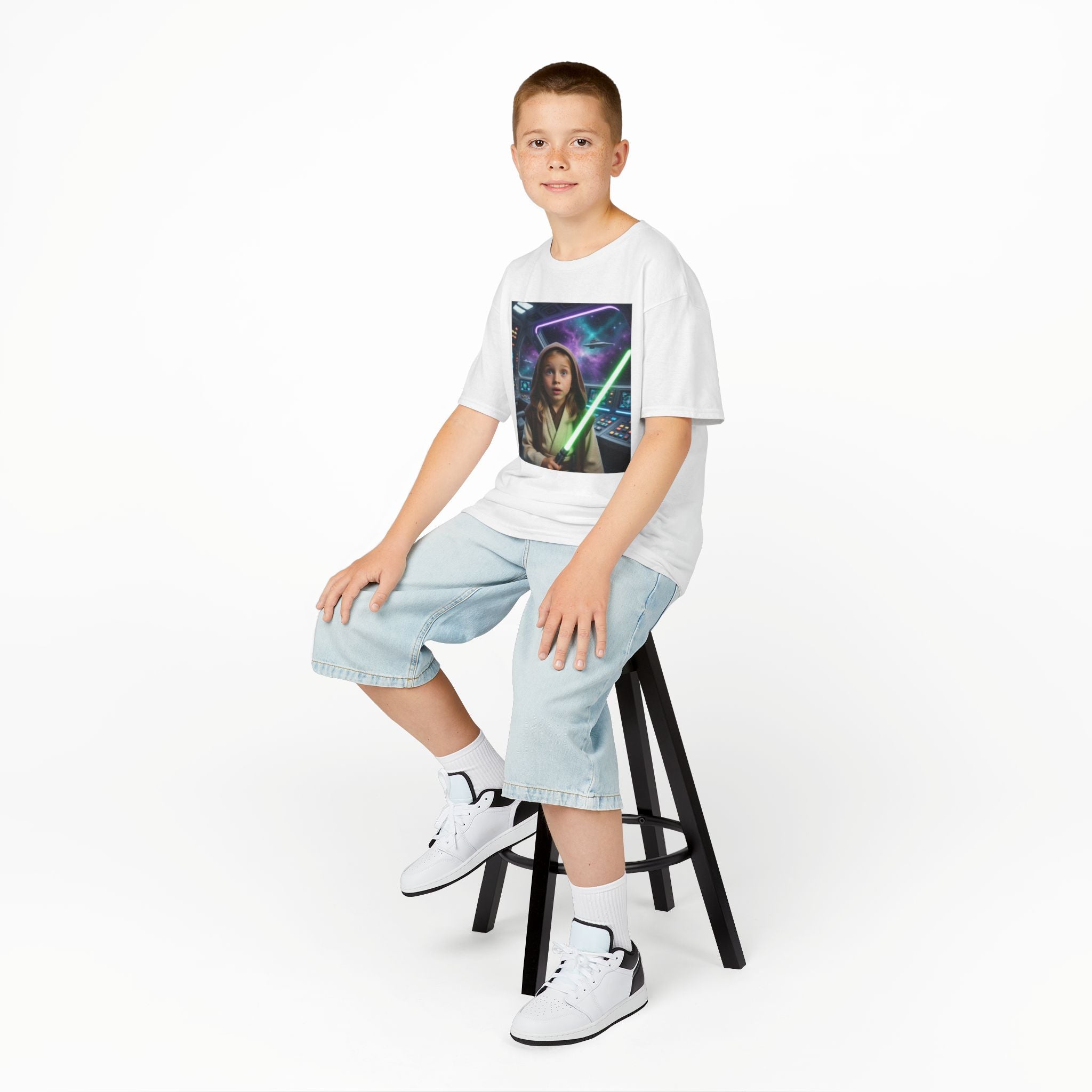 Kids Jedi Lightsaber T‑Shirt — Galactic Space Adventure Tee