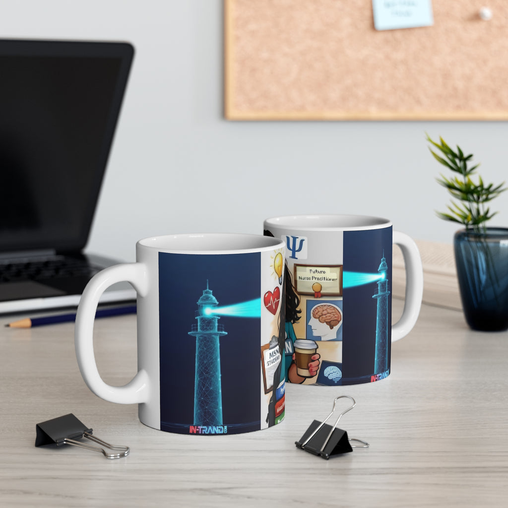 Nurse RN Caricature Ceramic Mug — Personalized Medical Humor Coffee Cup