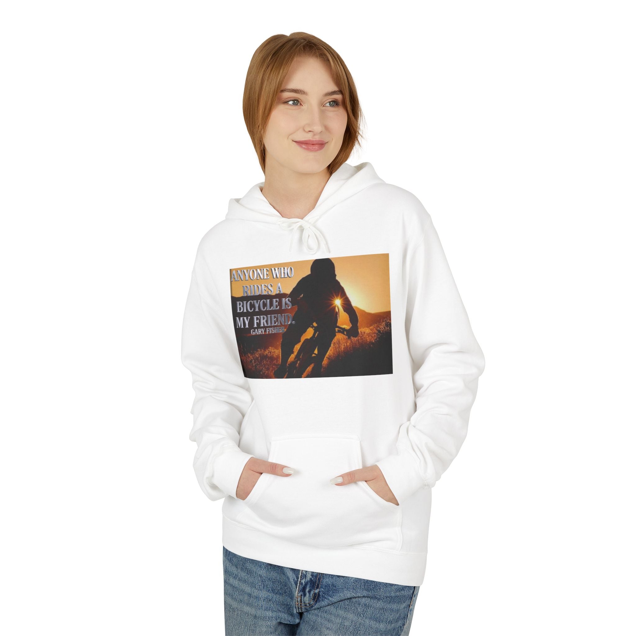 Mountain Biker Sunset Hoodie — Silhouette Cycling Graphic