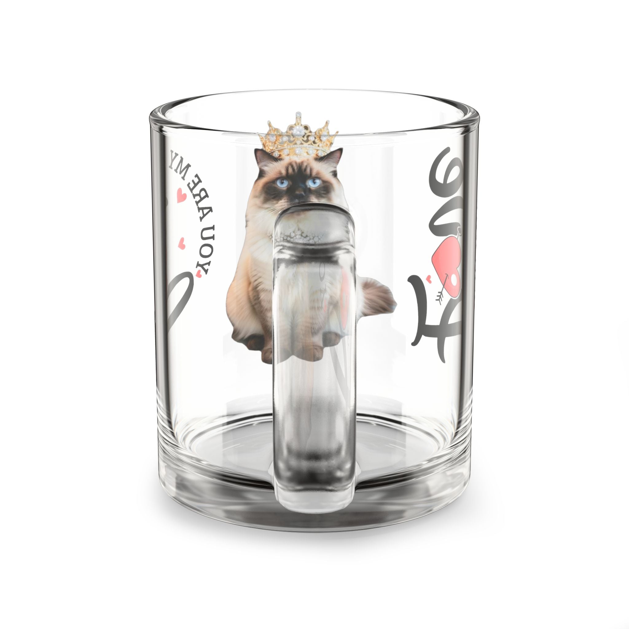Glass Mug — Royal Cat 'Love' 10oz Clear Coffee Cup