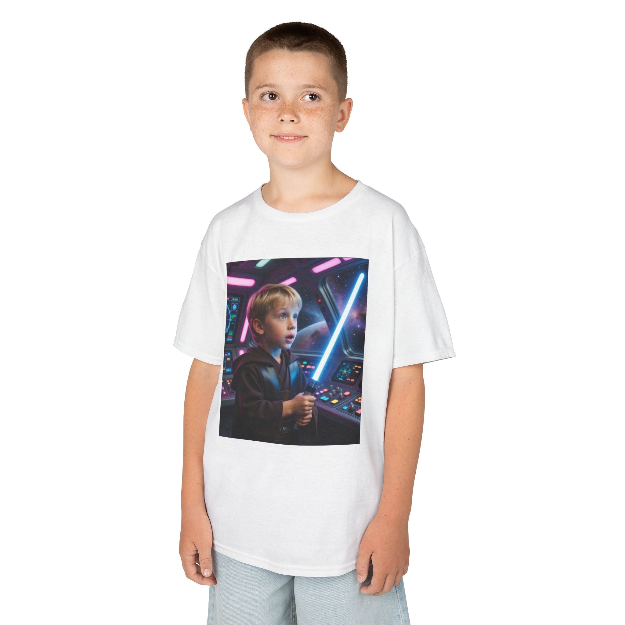 Kids Lightsaber T-Shirt — Futuristic Space Pilot Tee for Boys