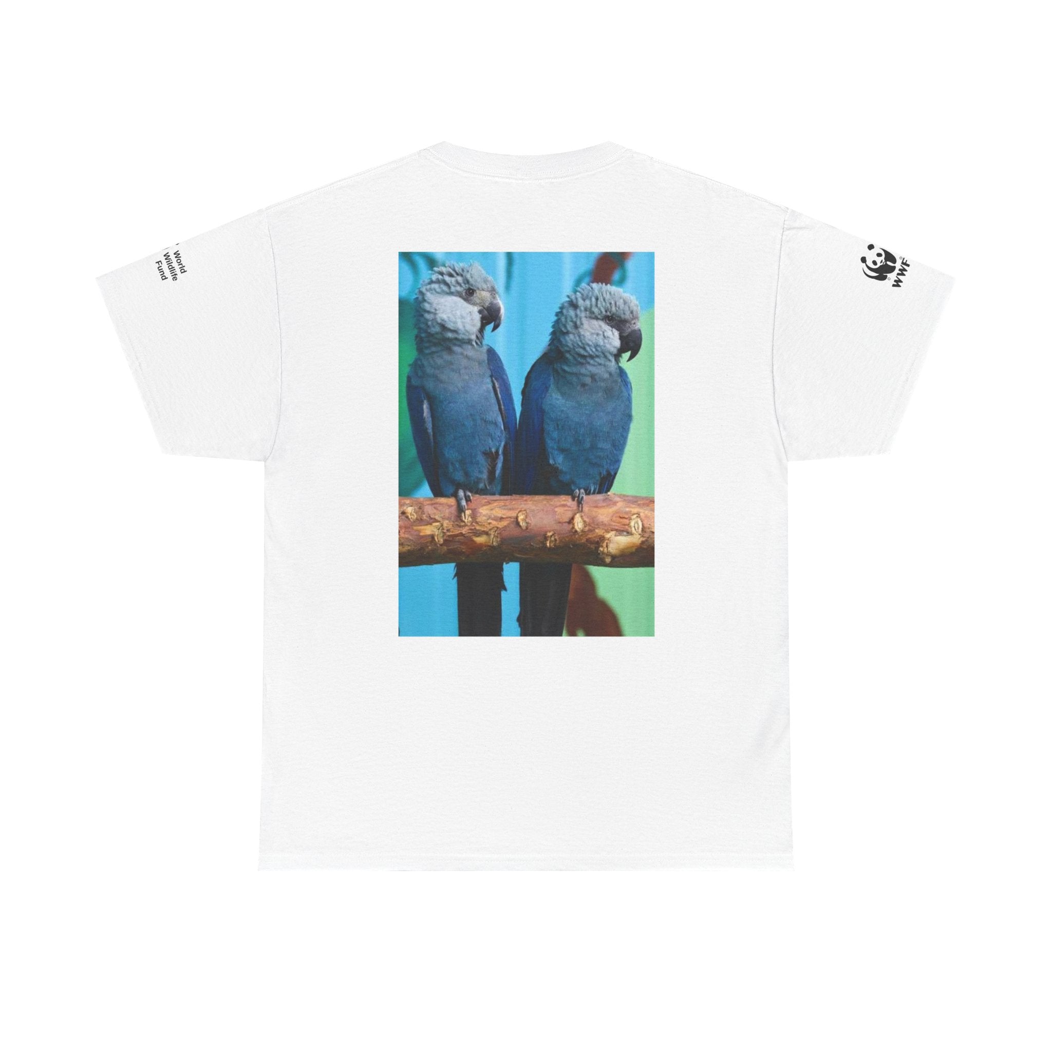 自然と鳥の明るい花柄Tシャツ - 鳥好きへのギフト