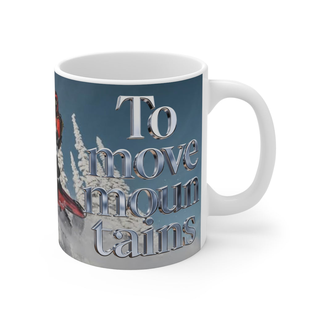Snowmobile Adventure Mug – Red Snowmobile in Winter Landscape