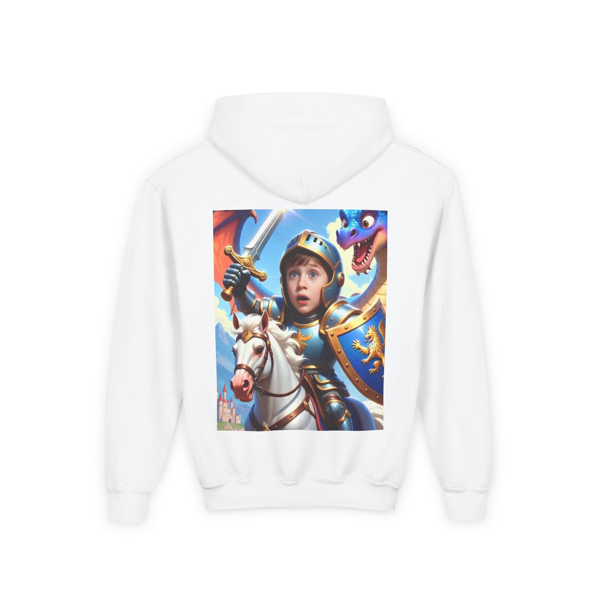 Youth Knight Hoodie — Kids Medieval Dragon Knight Graphic Sweatshirt