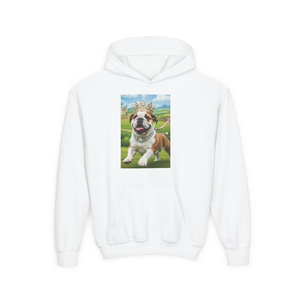 Bulldog Crown Hoodie — Kids' Regal Puppy Graphic Sweatshirt