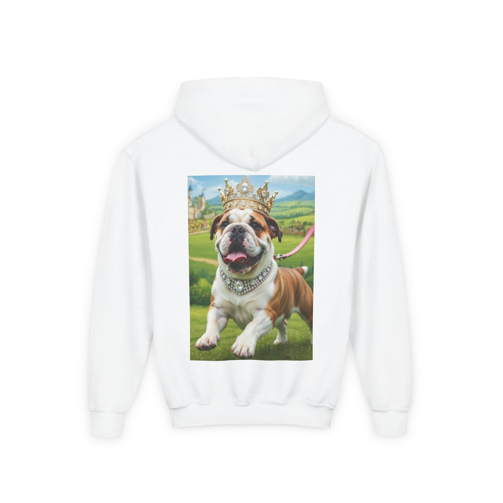 Bulldog Crown Hoodie — Kids' Regal Puppy Graphic Sweatshirt