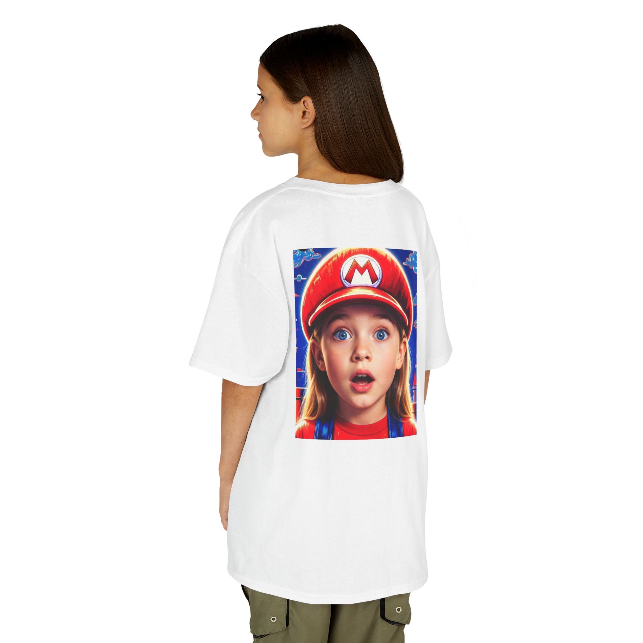 Kids Tee — Cute Child in Red Mario-Style Cap Graphic Shirt