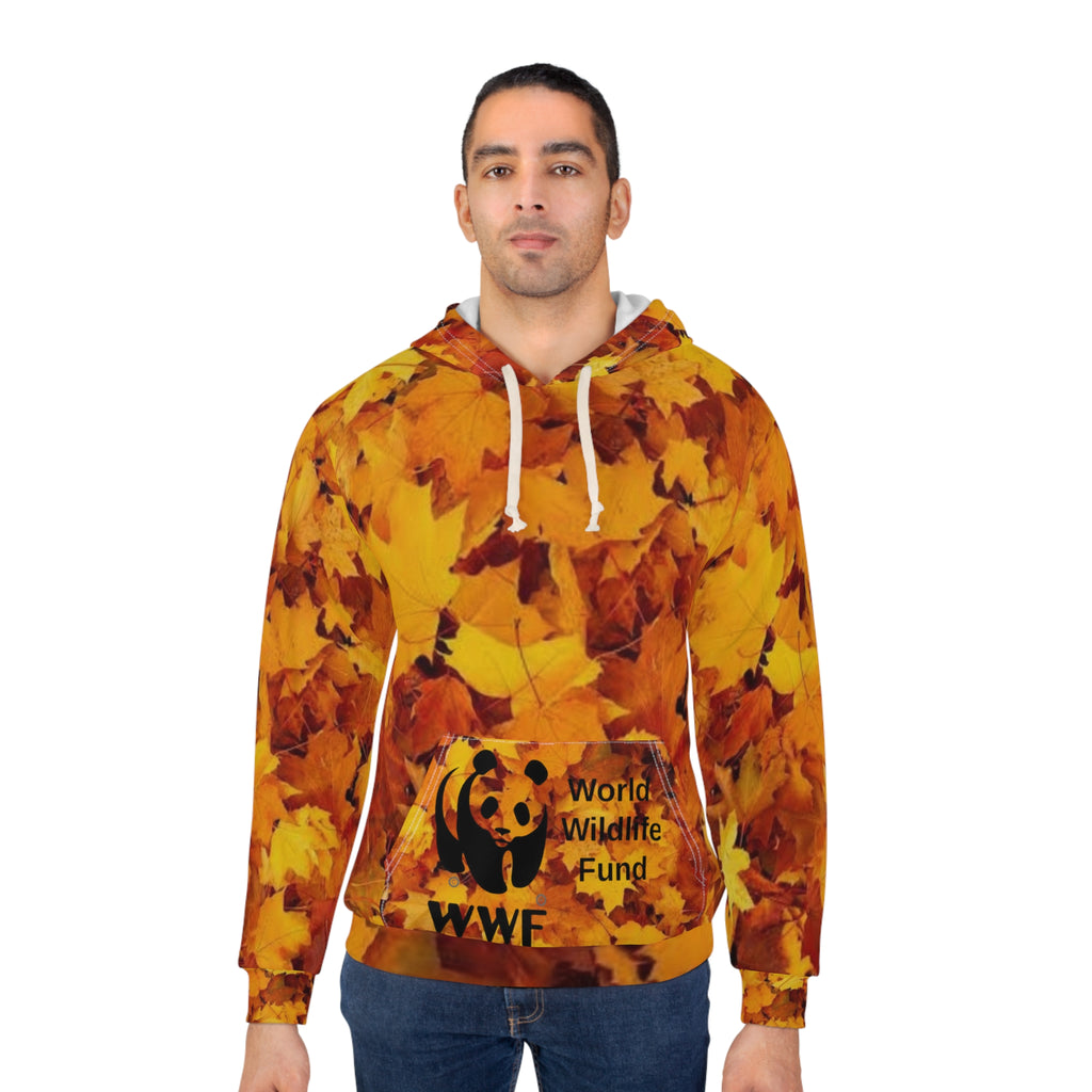 HOODIE NATURE  Autumn Leaves All-Over Print Hoodie with Soaring Condor & Wildlife Fund Logo