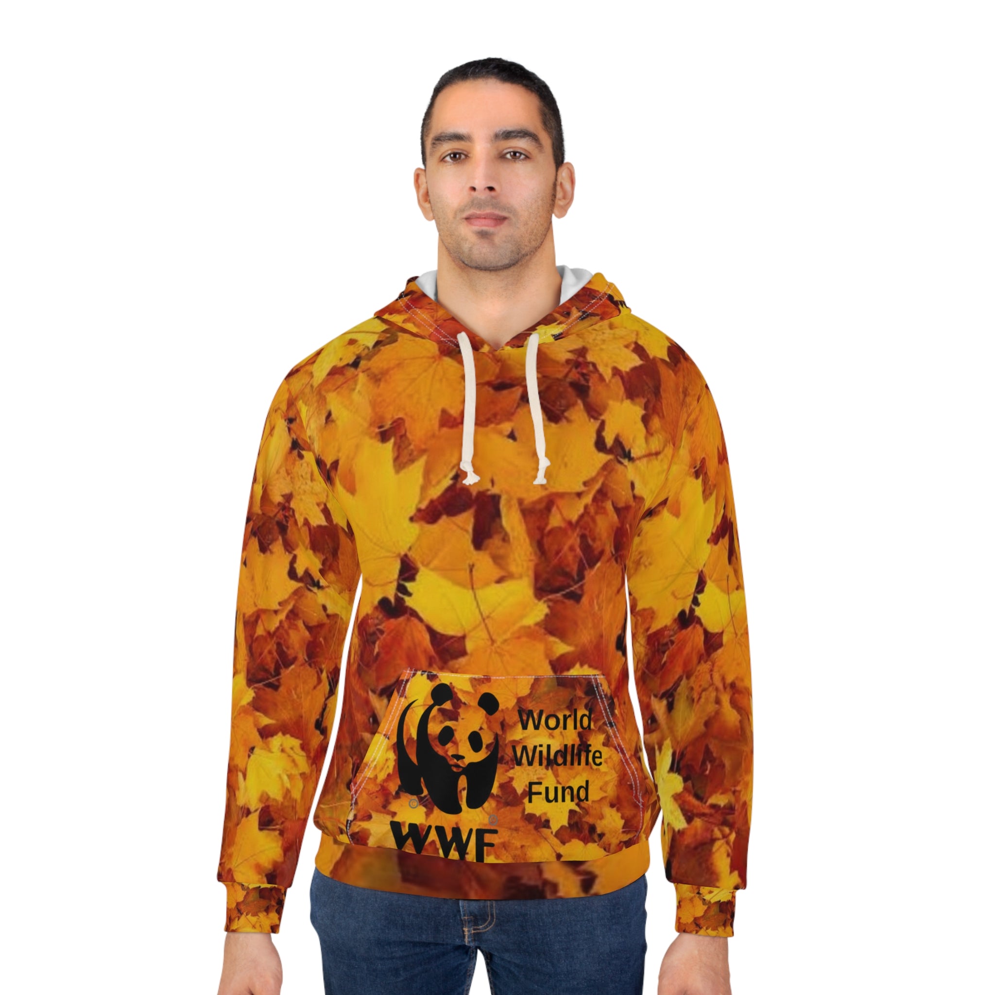 HOODIE NATURE  Autumn Leaves All-Over Print Hoodie with Soaring Condor & Wildlife Fund Logo