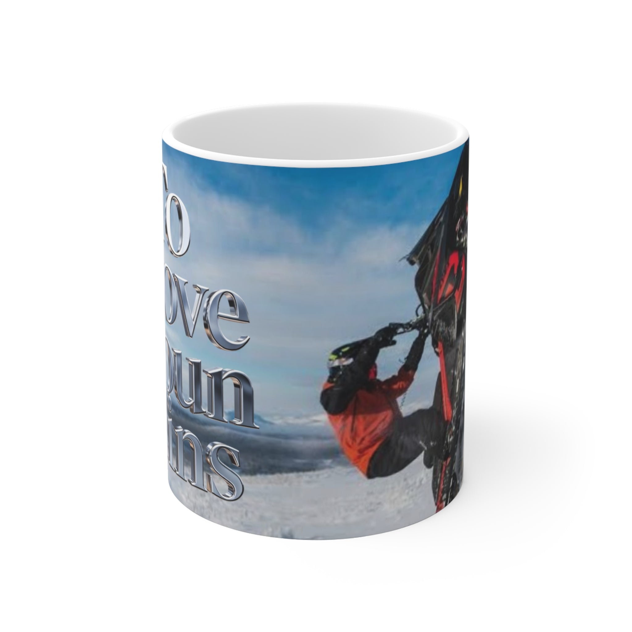 Mountain Climb Coffee Mug — "To Move Mountains" Adventure Snowmobile Design