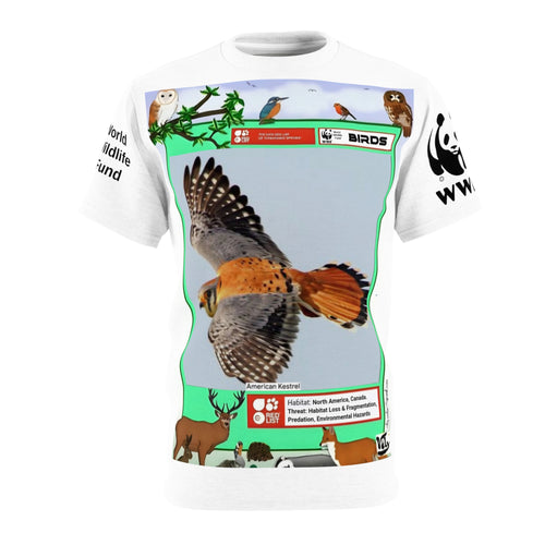 American Kestrel Wildlife Tee — WWF Conservation Bird Shirt