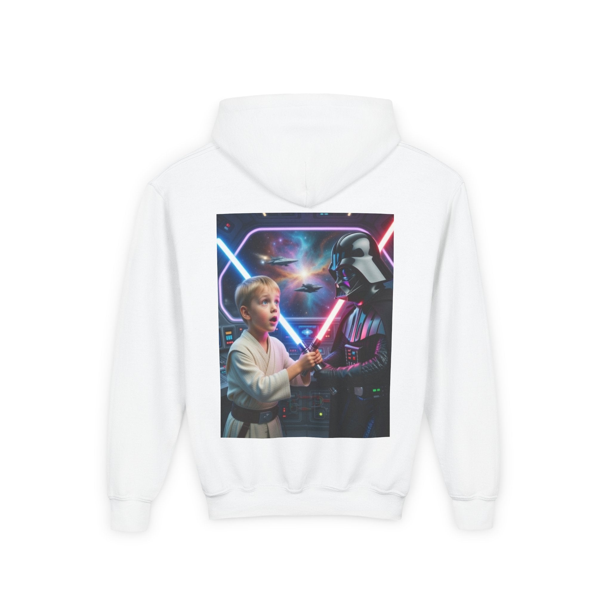 Youth Lightsaber Hoodie - Galactic Duel Sci‑Fi Kids Sweatshirt