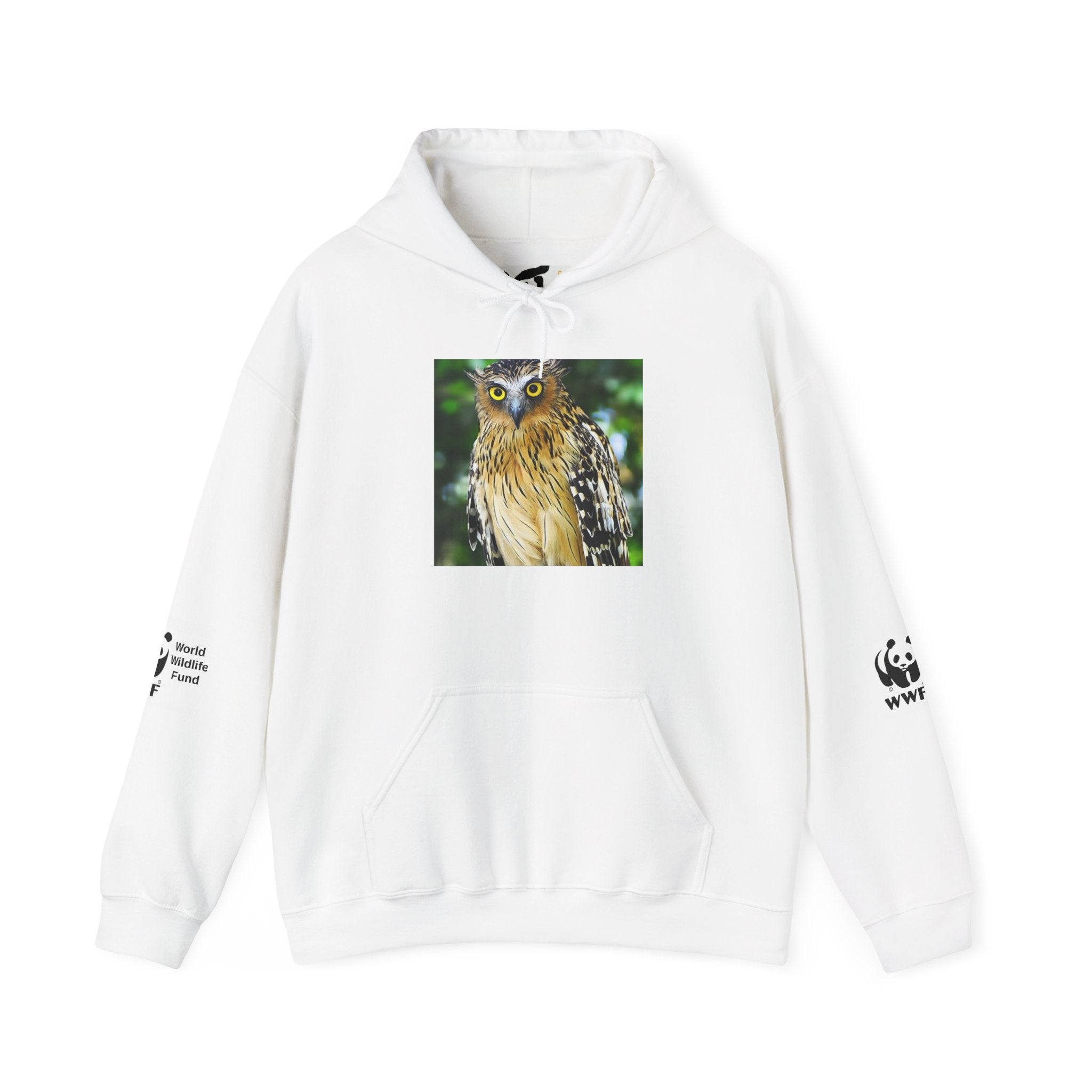 HOODIE NATURE WWF Owl Photo Hoodie — Wildlife Conservation Graphic Hooded Sweatshirt