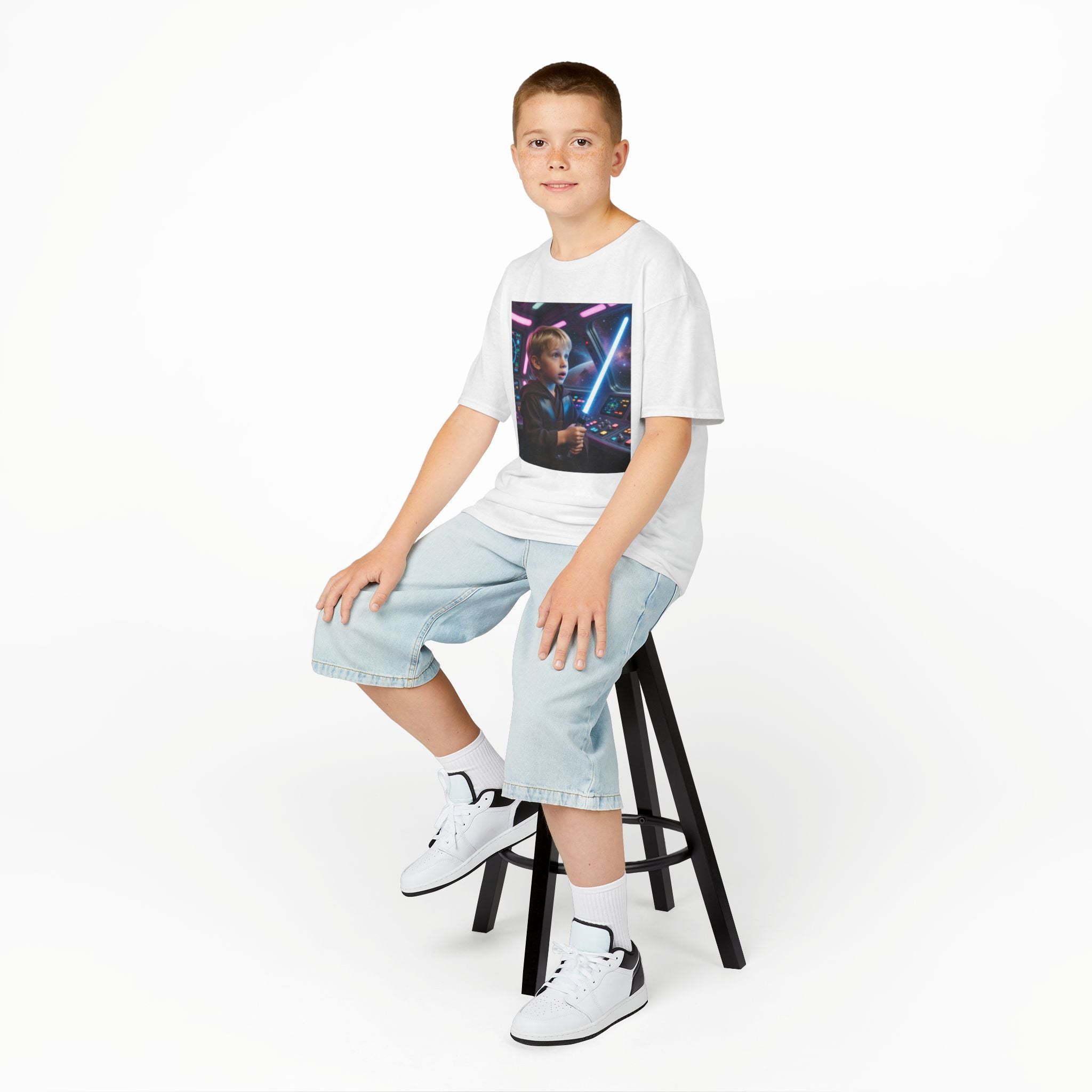 Kids Lightsaber T-Shirt — Futuristic Space Pilot Tee for Boys