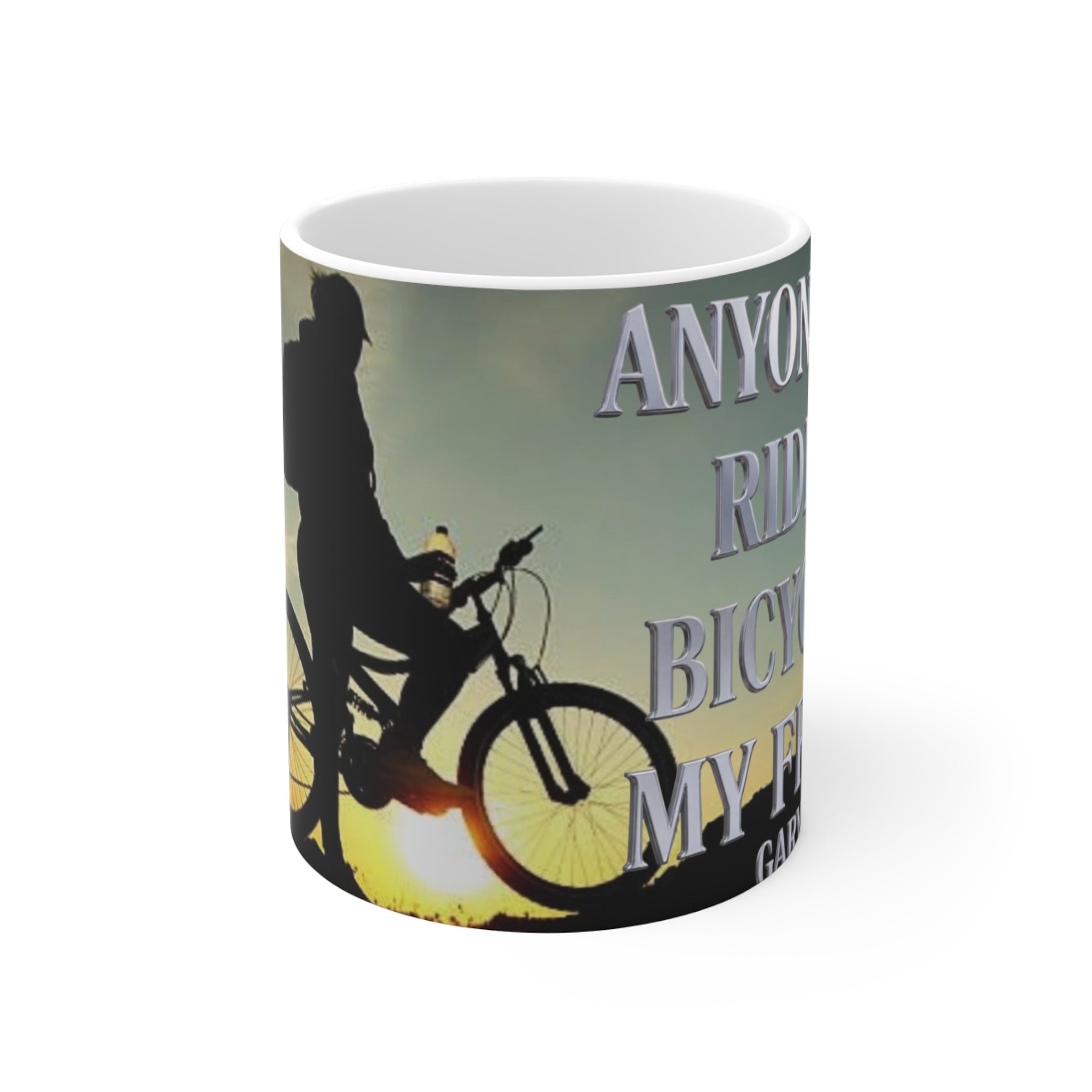 Bike Lover 11oz Coffee Mug — 'Anyone Who Rides a Bicycle Has My Respect' Inspirational Cycling Mug