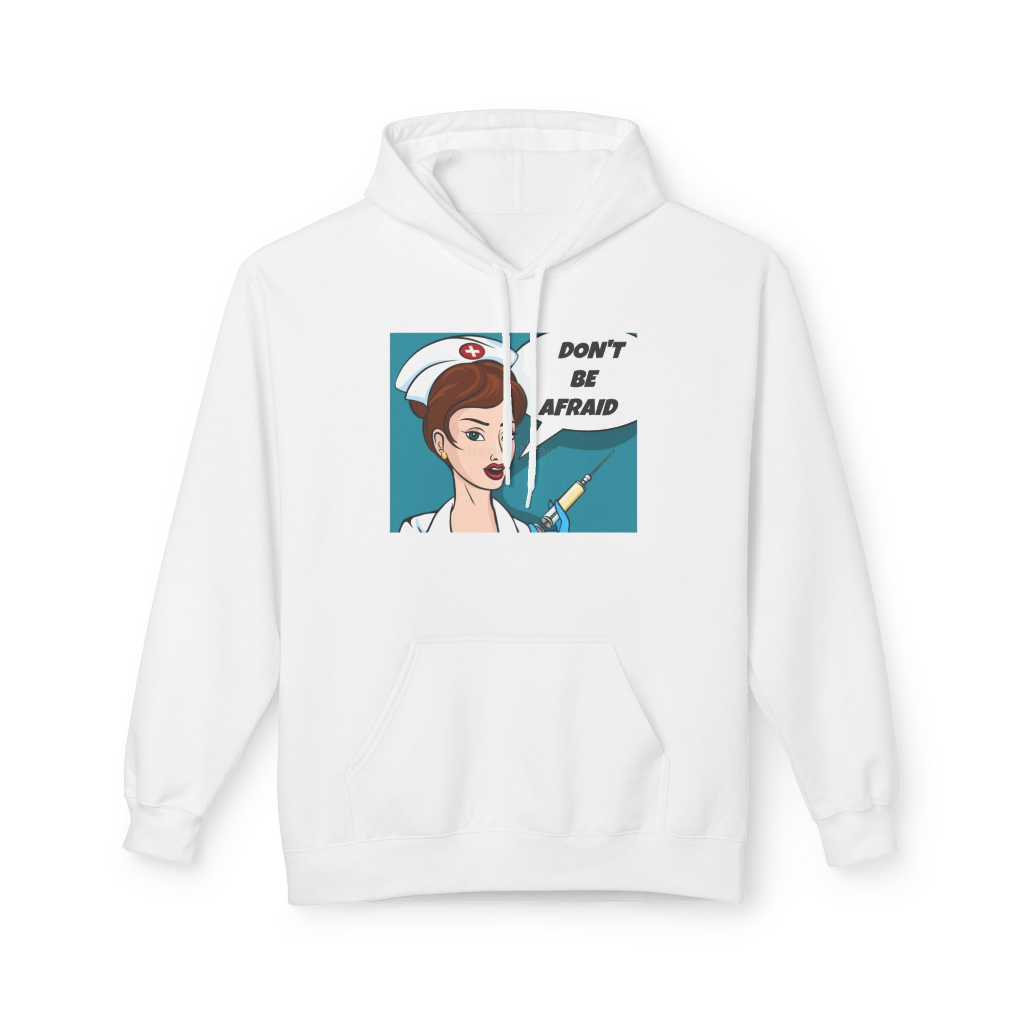 Nurse Pop Art Hoodie — "Don't Be Afraid" Retro Medical Crewneck