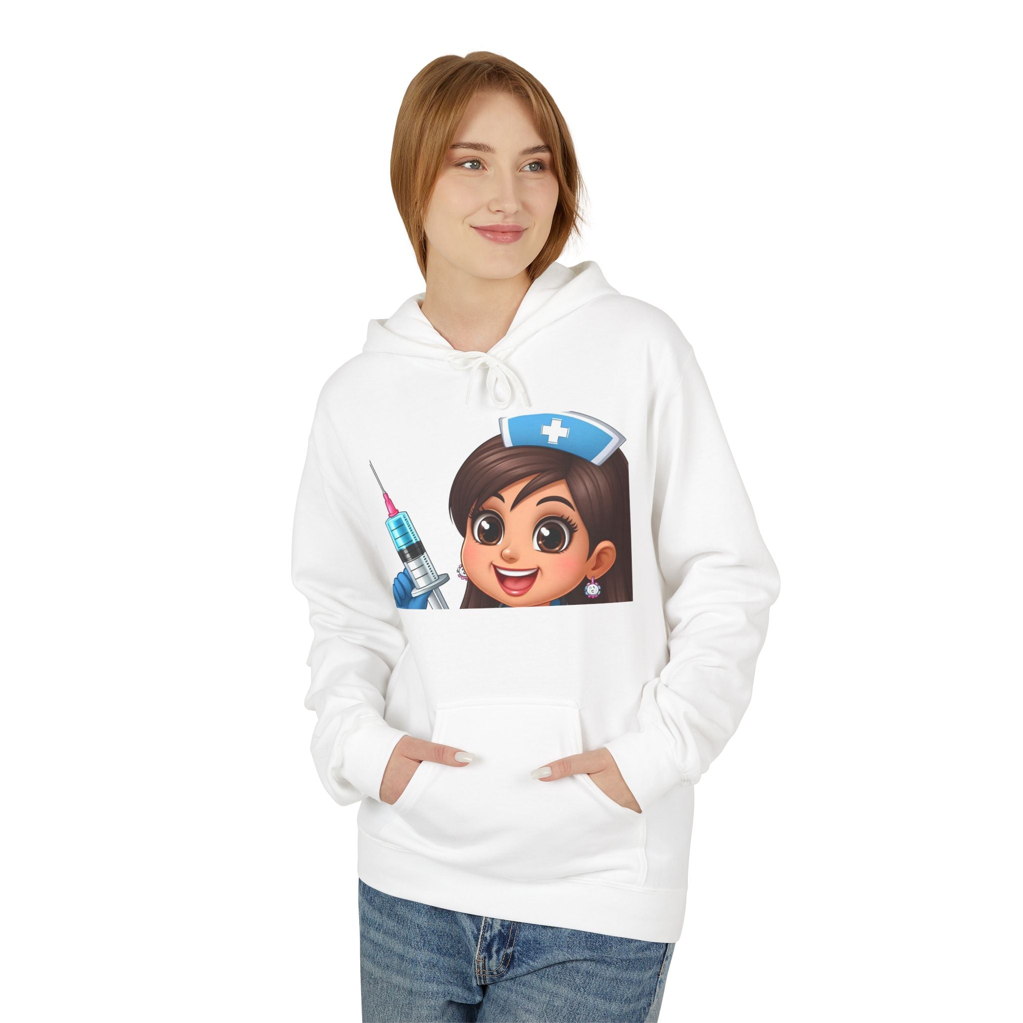Nurse Emoji Hoodie — Cute Nurse with Syringe Graphic