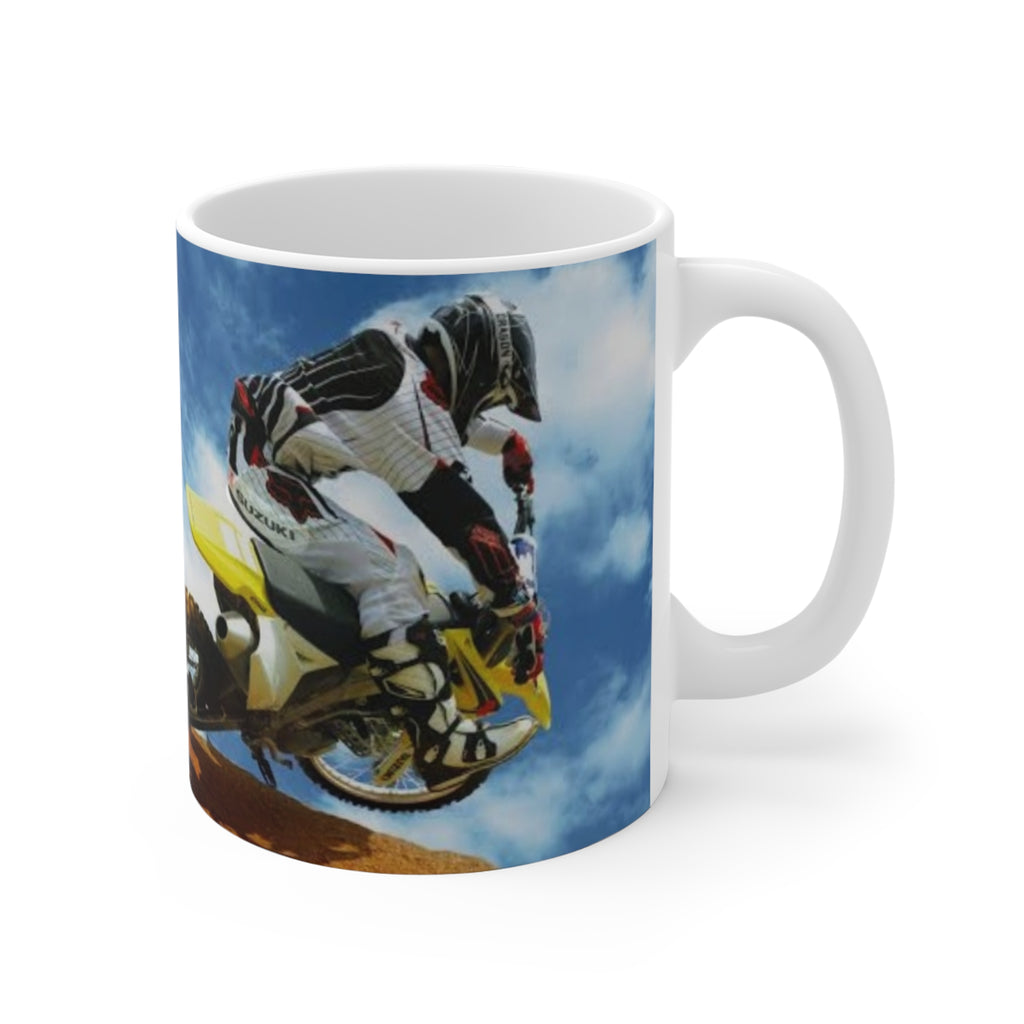 Motorcycle Mug - "Four wheels move the body, two wheels move the soul" Ceramic Coffee Cup (11oz)
