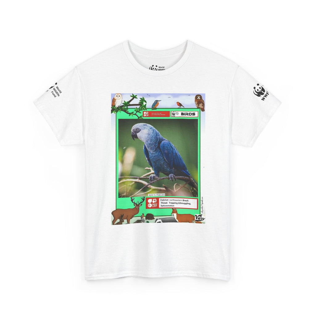 自然と鳥の明るい花柄Tシャツ - 鳥好きへのギフト
