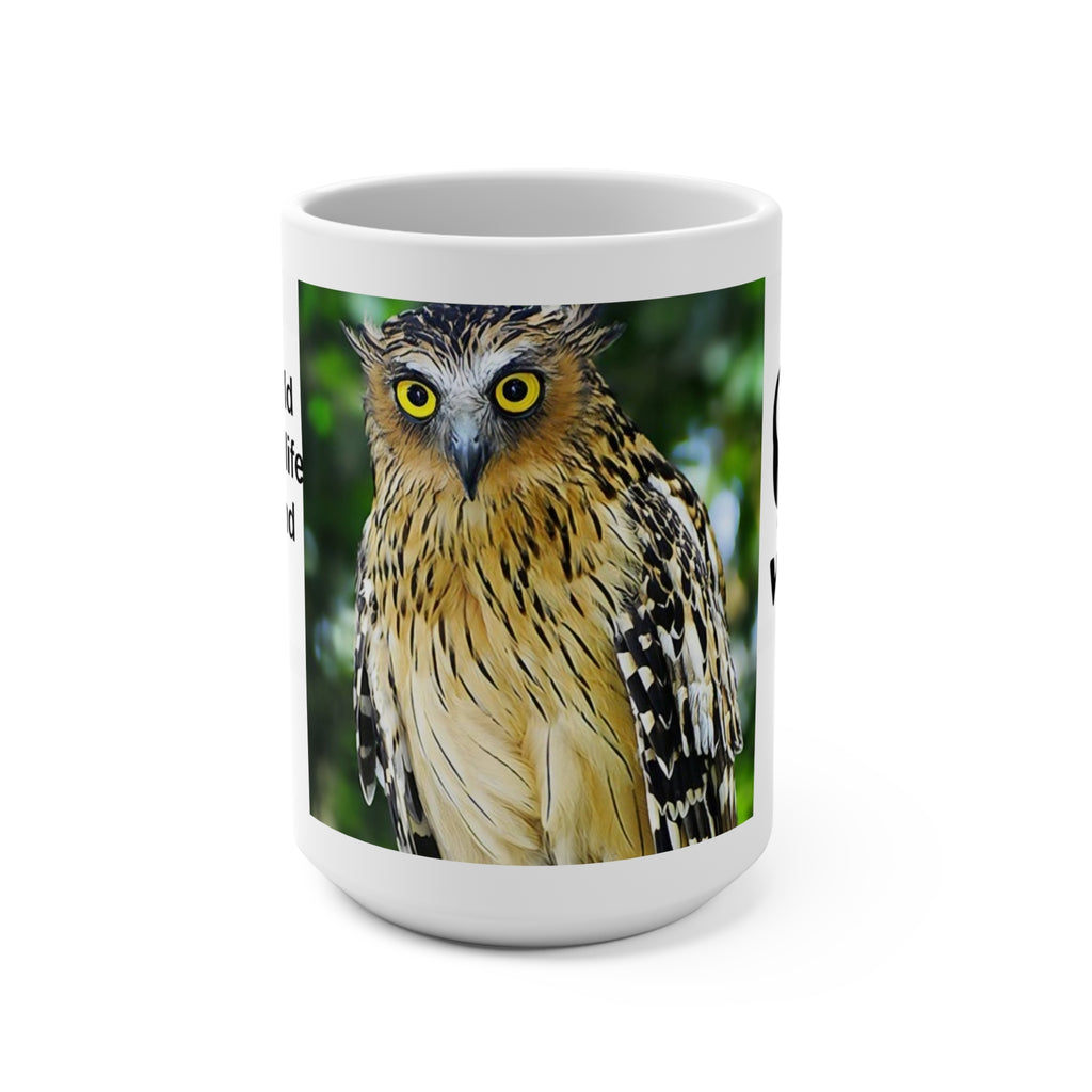 MUG NATURE  WWF Owl Photo 15oz Mug — Wildlife Conservation Coffee Cup