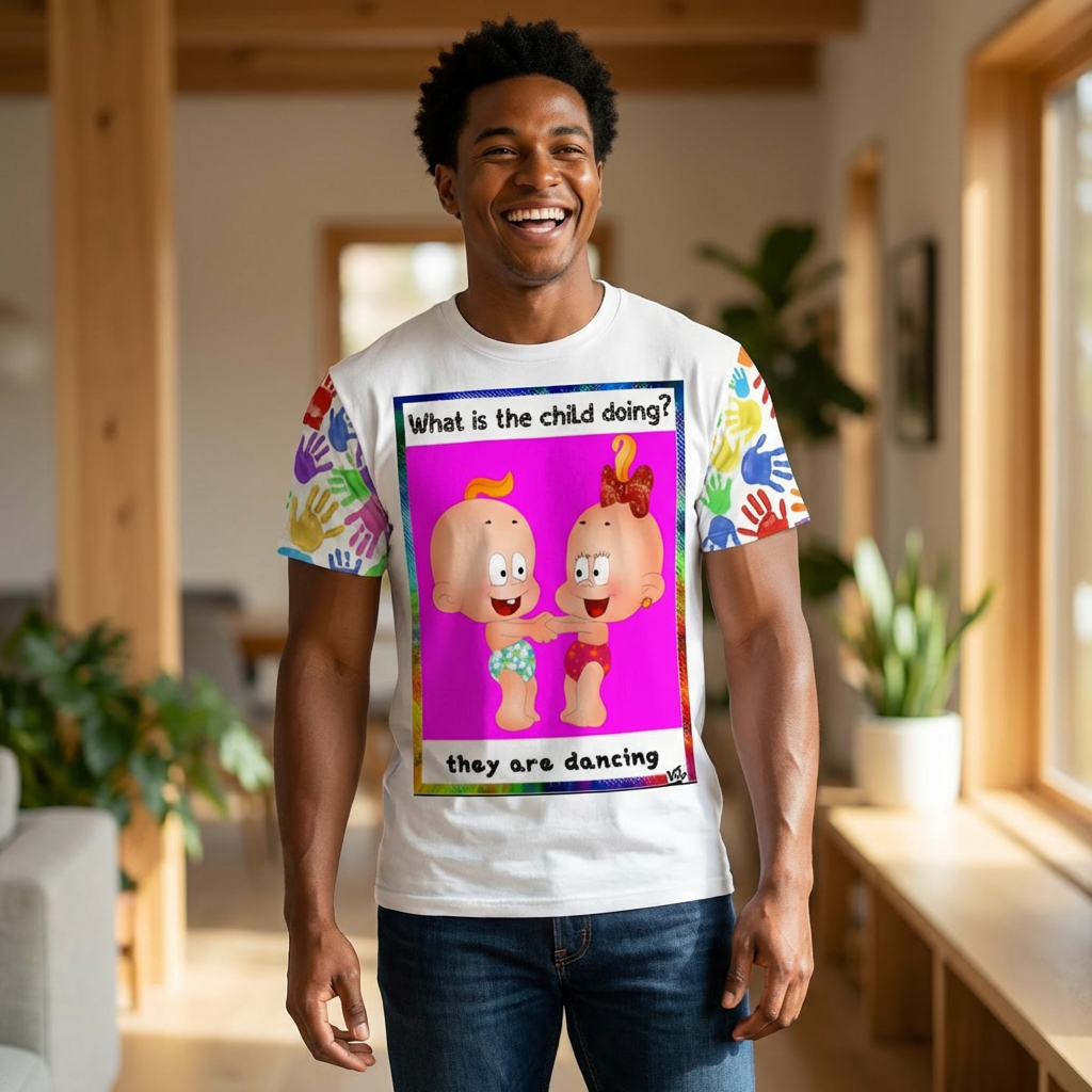 キッズダンスグラフィックTシャツ — 「子供は何してる？踊ってるよ」 