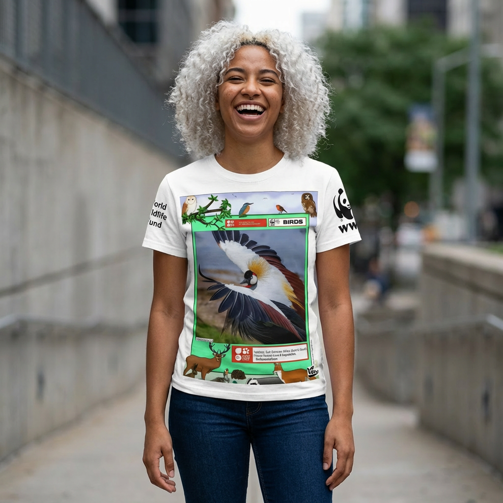 Bird Conservation Graphic Tee — WWF 'Birds' Print Cut & Sew Shirt