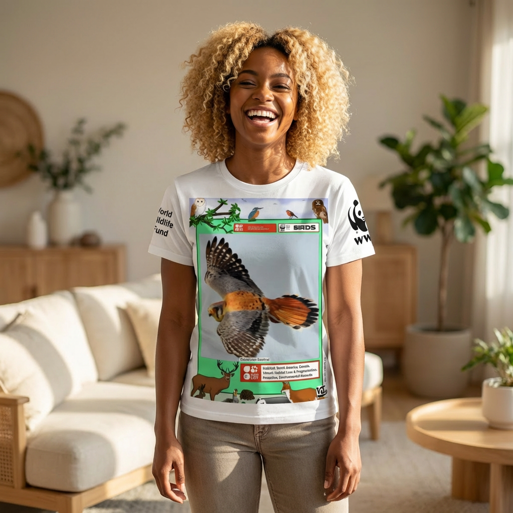 American Kestrel Wildlife Tee — WWF Conservation Bird Shirt