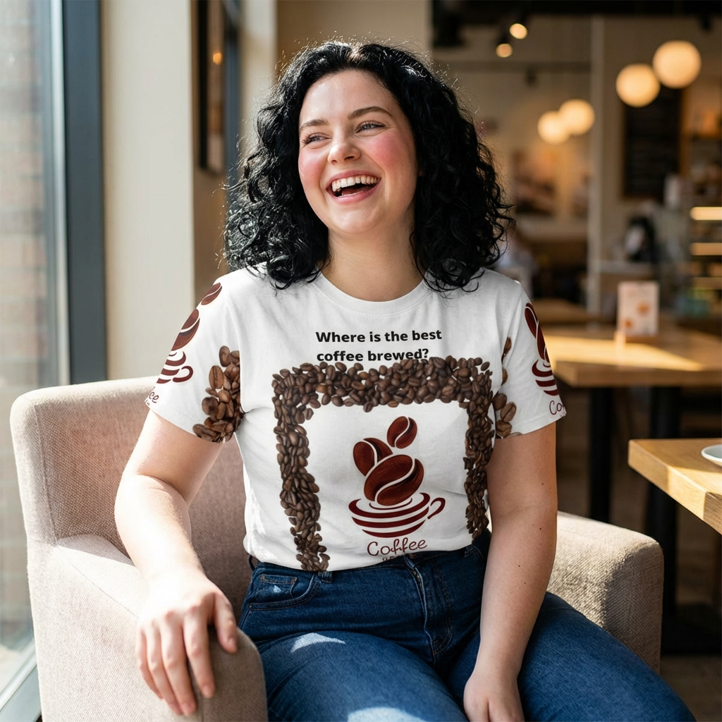 コーヒーショップのブランドTシャツ - 明るいカットソーTシャツ