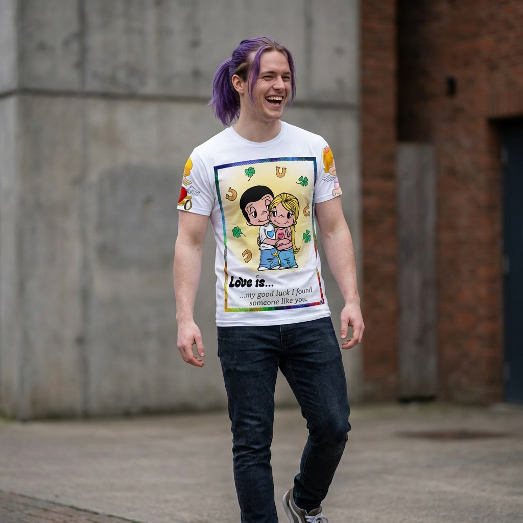 💎 LOVE IS... All-Over Print Cut & Sew T-Shirt — Romantic Couple Tee 💎