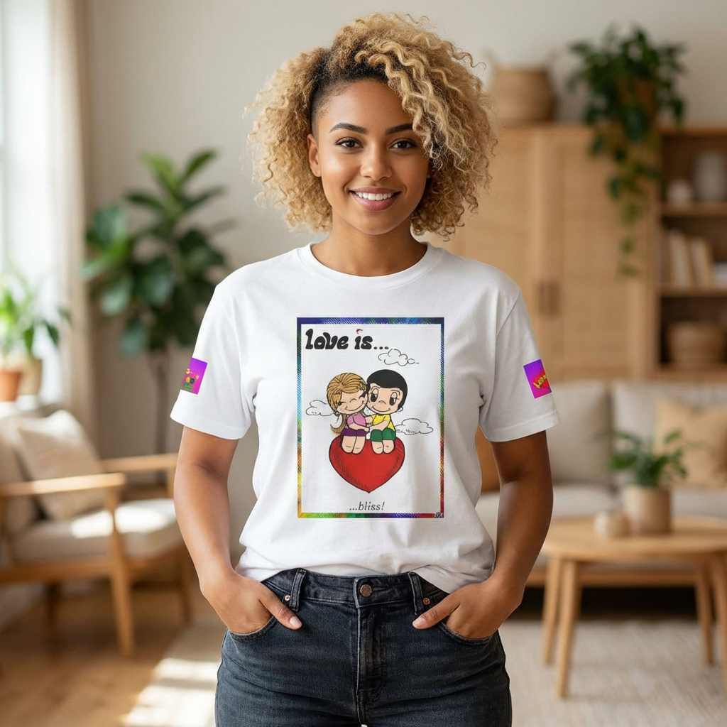 💎 Love Is... Retro Cartoon Couple T-Shirt — Cute Romantic Valentine Tee 💎