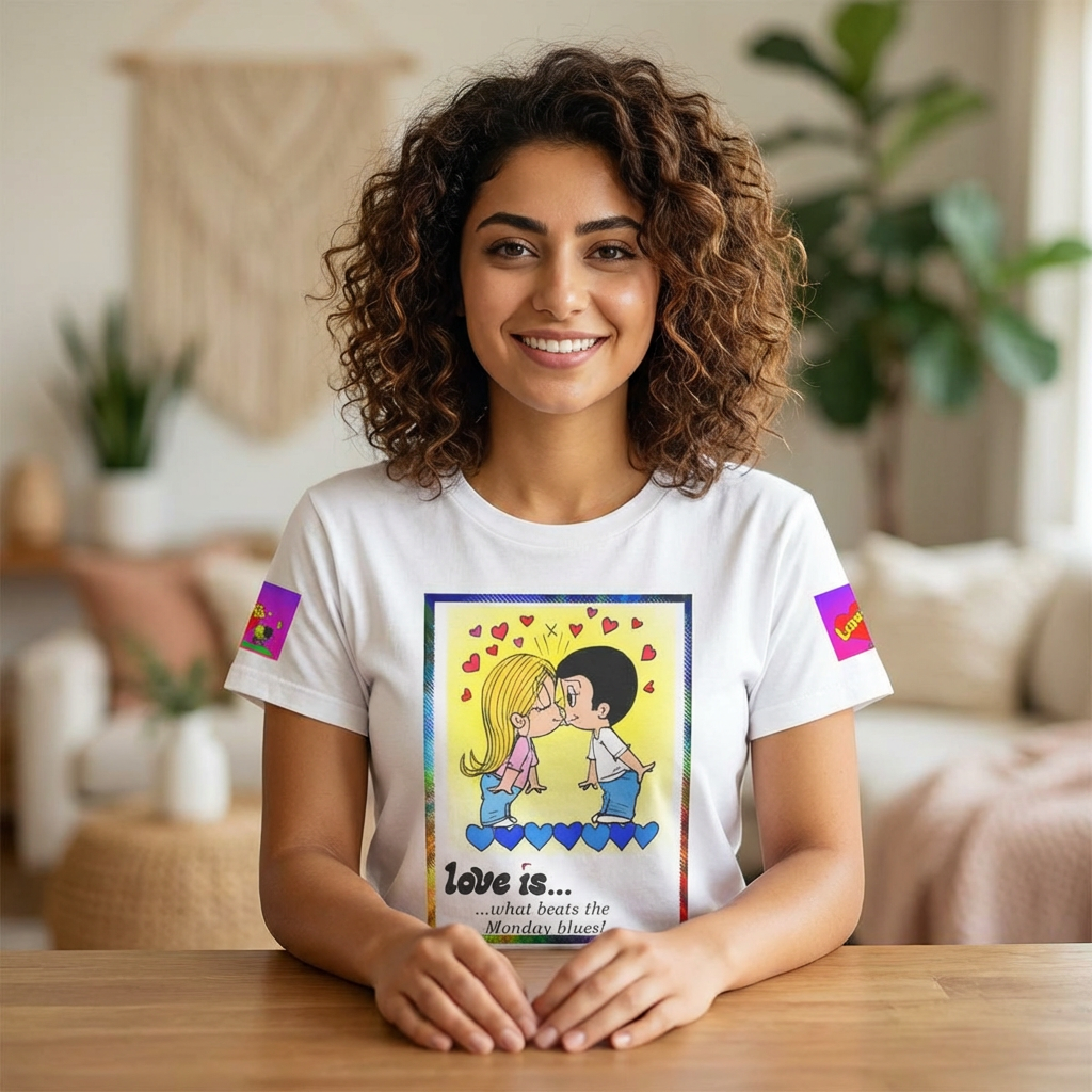 T SHIRT collection LOVEIS... Retro Cartoon Tee — "Love Is...what beats the Monday blues" Cute Vintage Couple T-Shirt
