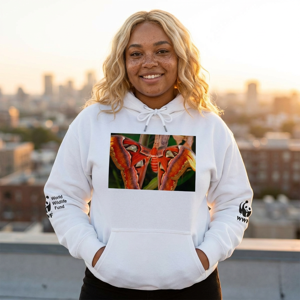 HOODIE NATURE WWF Orchid Photo Hoodie — Tropical Red Orchid Conservation Sweatshirt