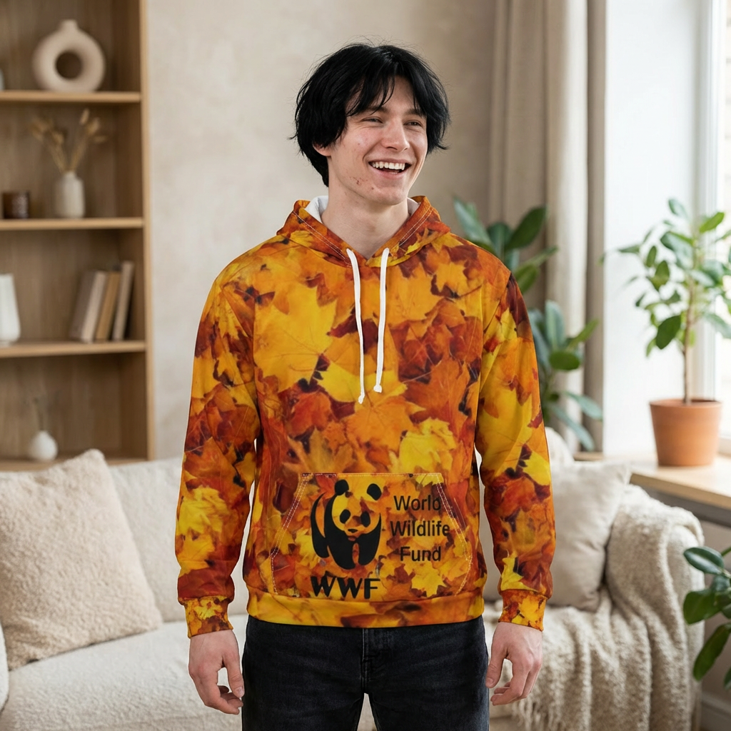 HOODIE COOL NATURE   Autumn Leaves WWF Hoodie — Wildlife Conservation Fall Pullover