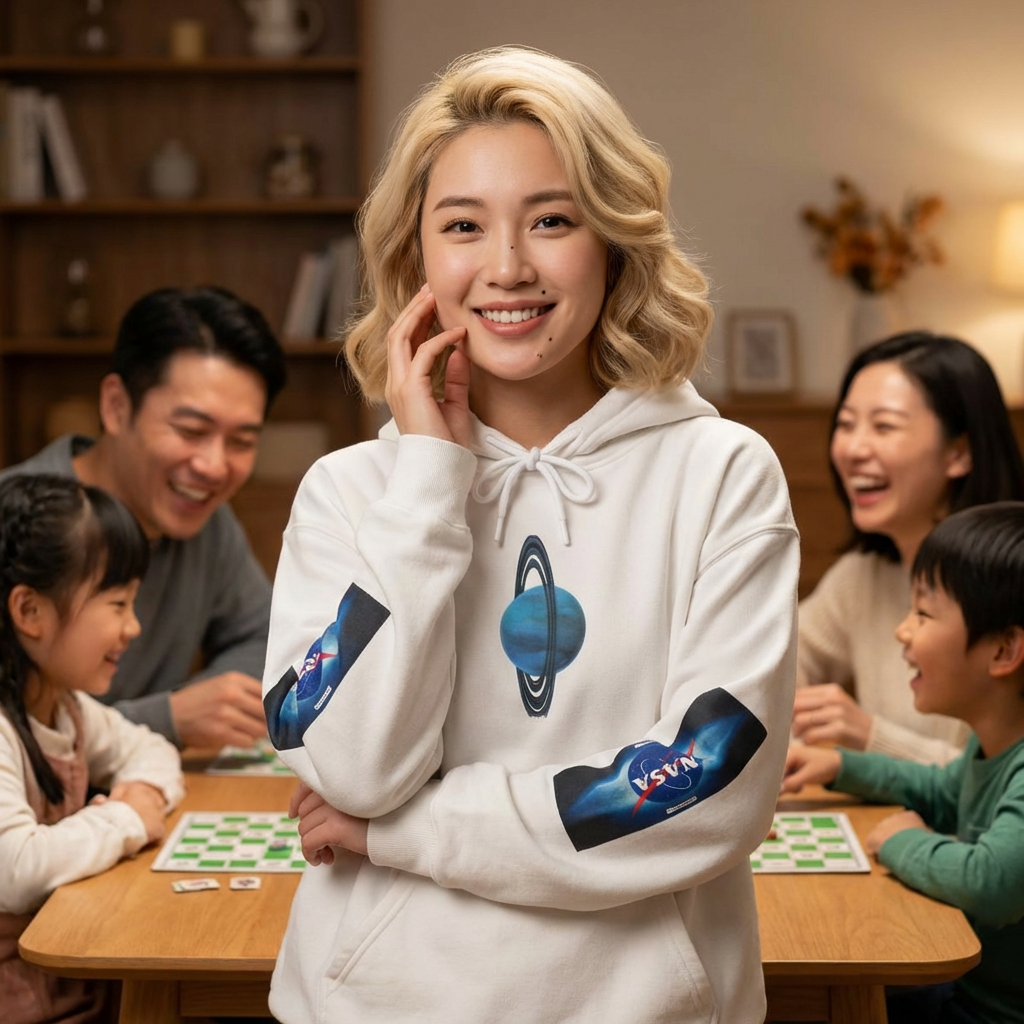 HOODIE  MY GALAXY URAN — Retro Sci‑Fi Planet Graphic Pullover