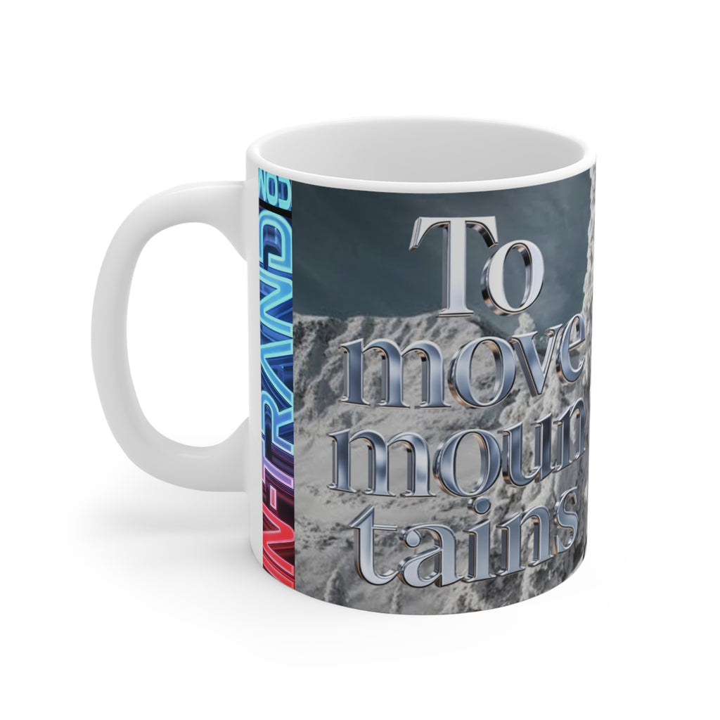 Snowmobile Mountains Mug — "To Move Mountains" Winter Adventure Coffee Cup