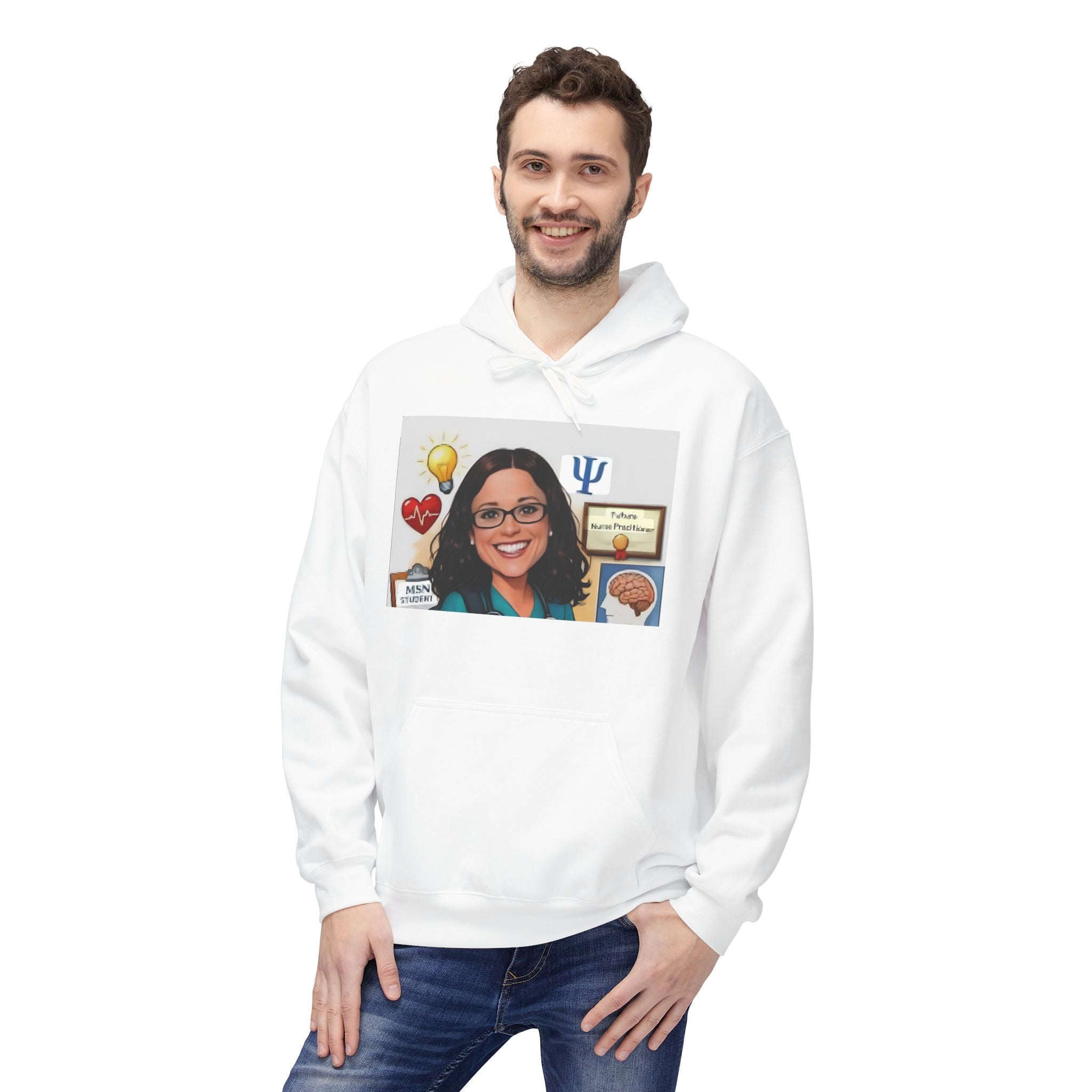 Nurse RN Psychologist Caricature Hoodie — "Skilled Enough to Stop Your Heart, Skilled Enough to Start It"