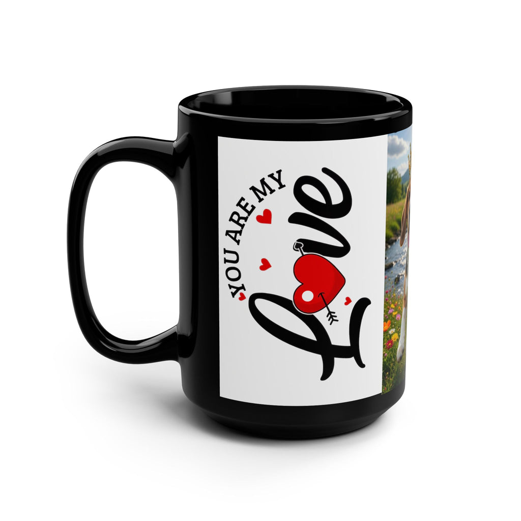 15oz Black Mug — You Are My Love Beagle Crowned Dog Coffee Cup