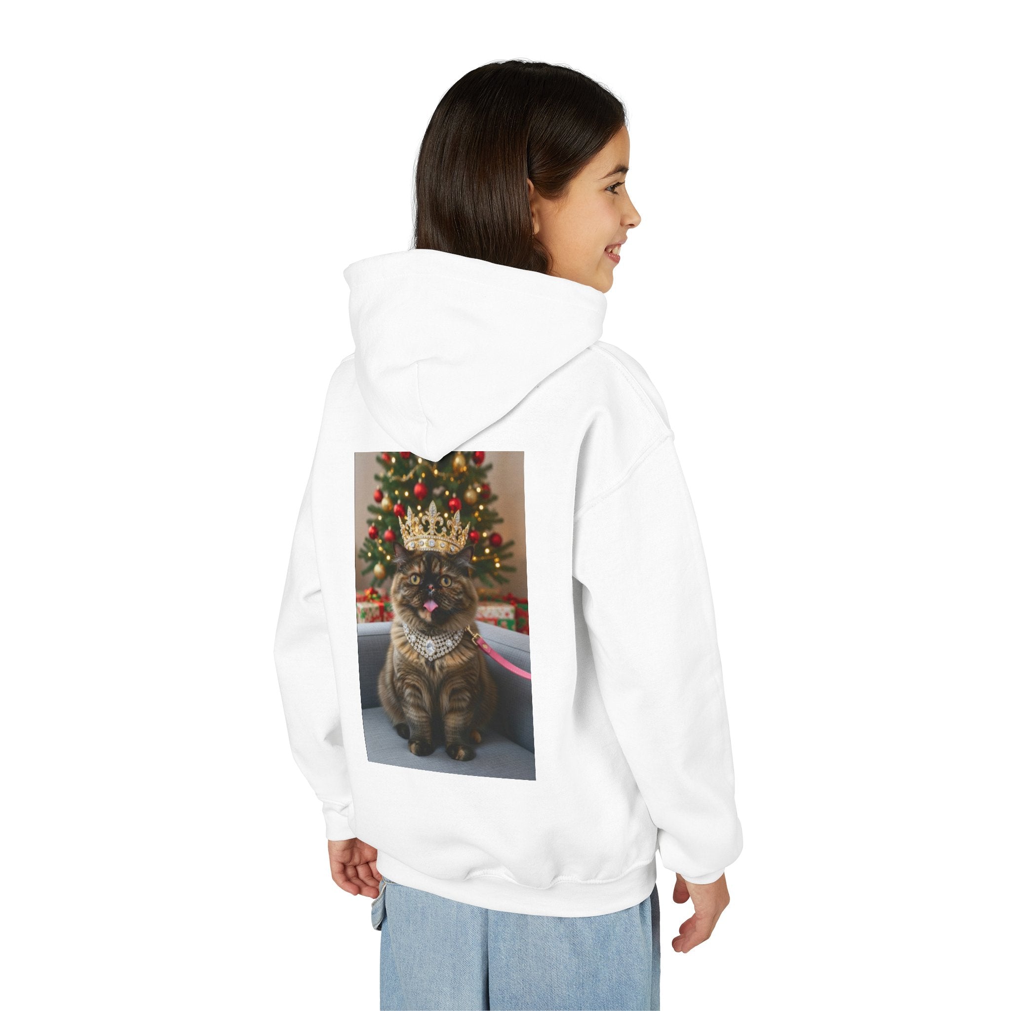 Christmas Cat Crown Hoodie — Cute Holiday Kitty Sweatshirt for Kids
