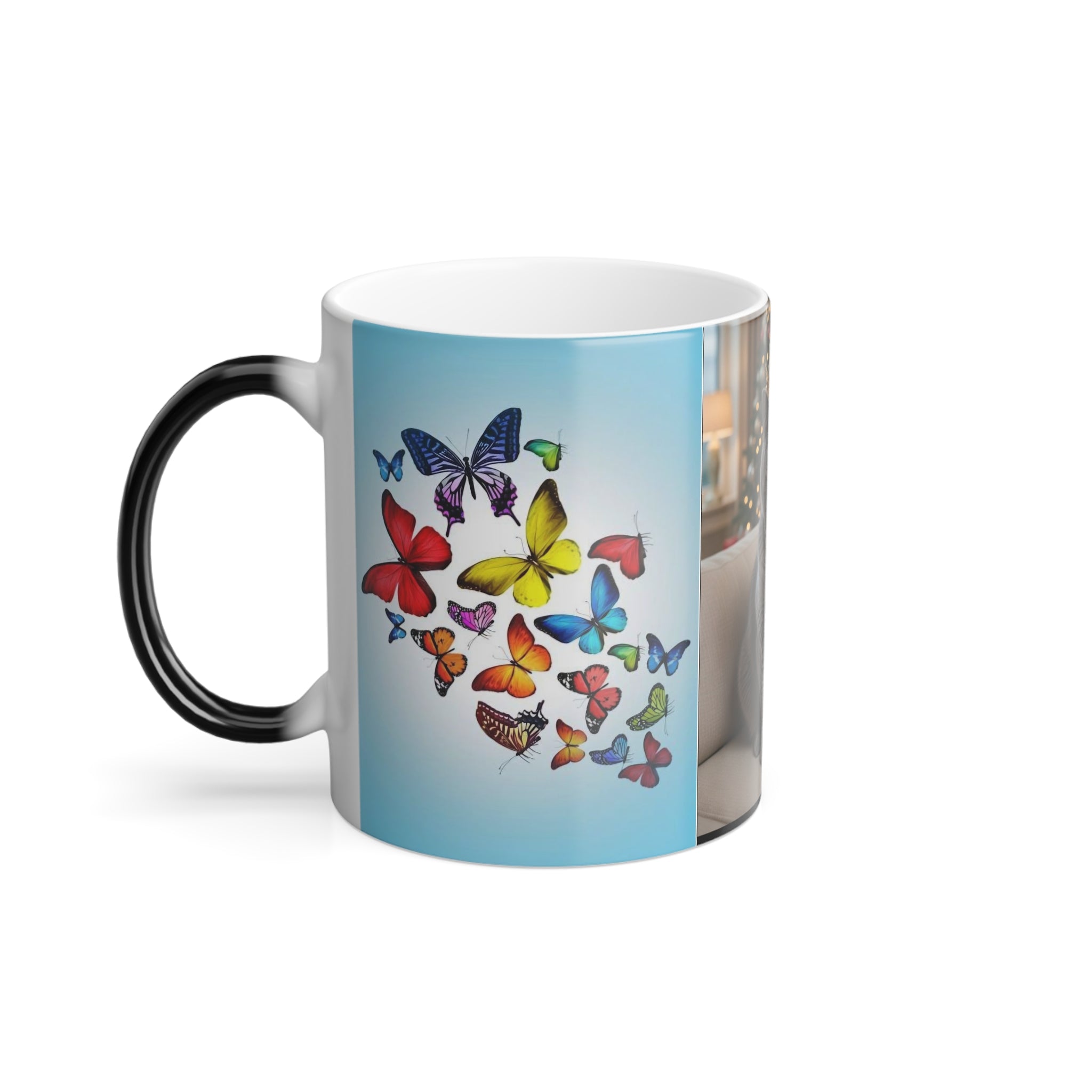 Color-Changing Mug — Royal Cat with Butterfly Accents (11oz)