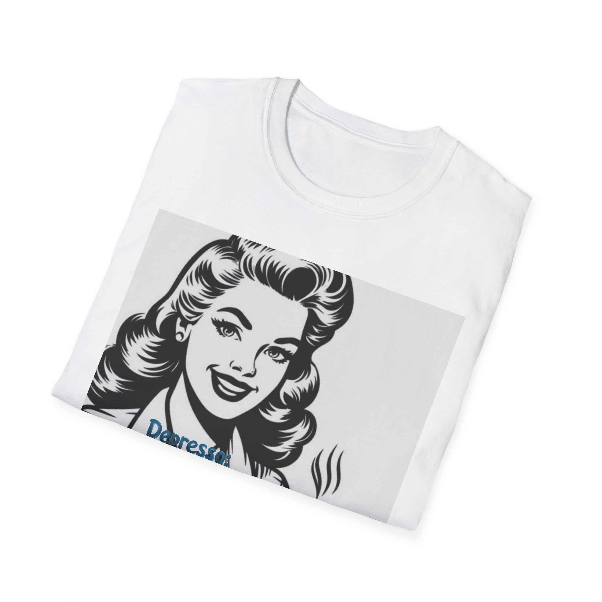 Retro Coffee Tee — 'Depressed? Try Coffee' Vintage Pop Art T-Shirt
