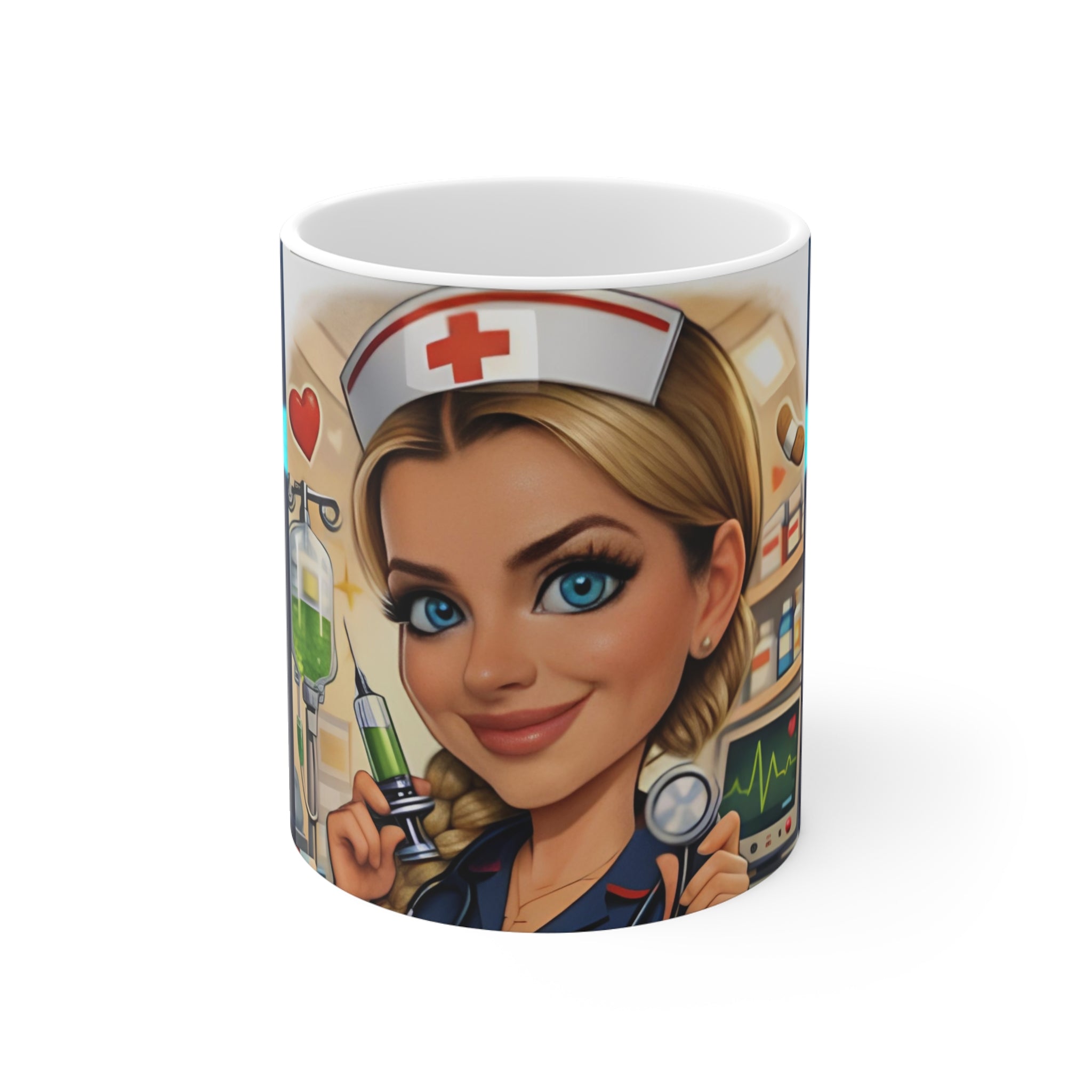 Nurse Cartoon Character Coffee Mug — Cute Medical Team Gift 11oz