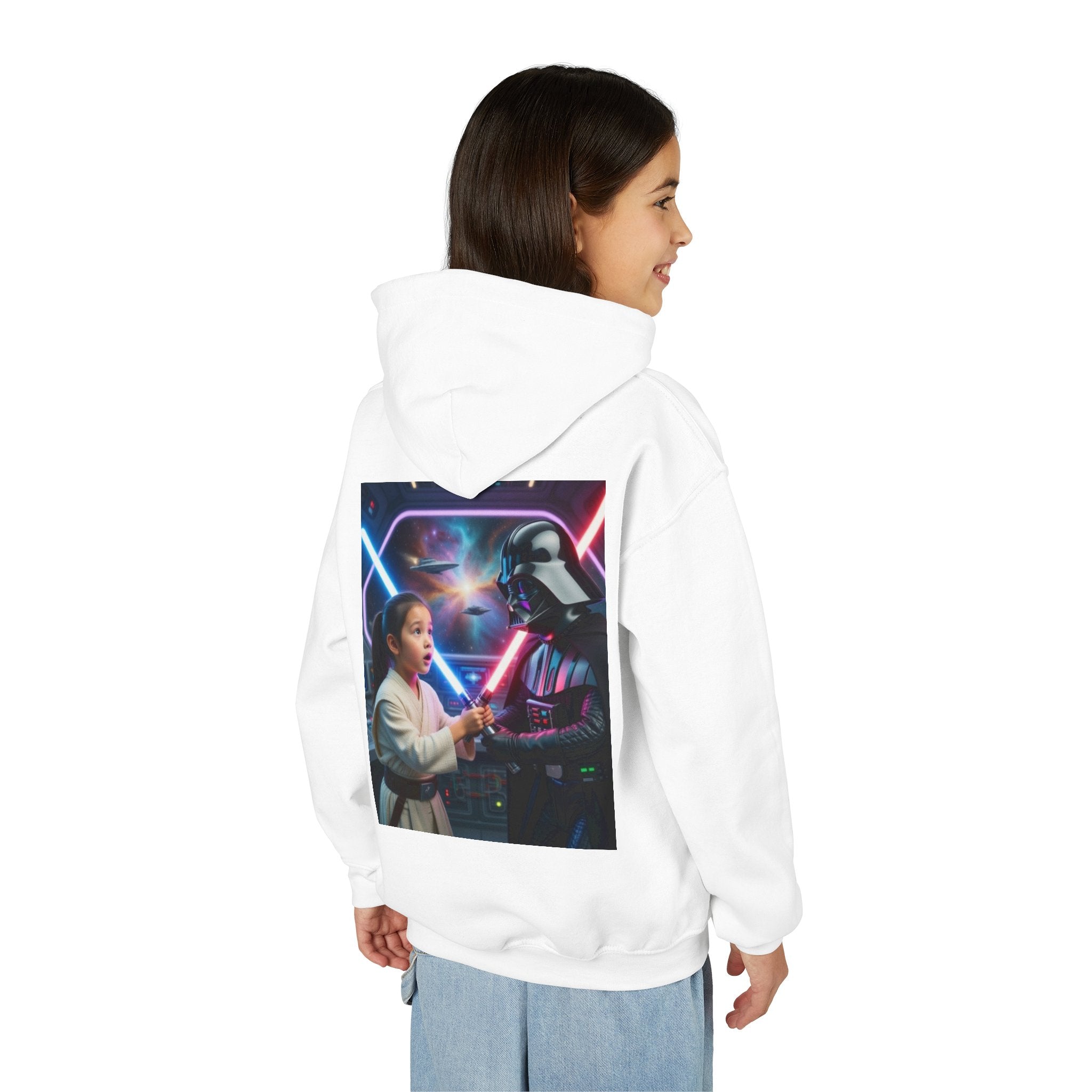 Starfighter Kids Hoodie — Young Jedi vs. Sith Lightsaber Scene