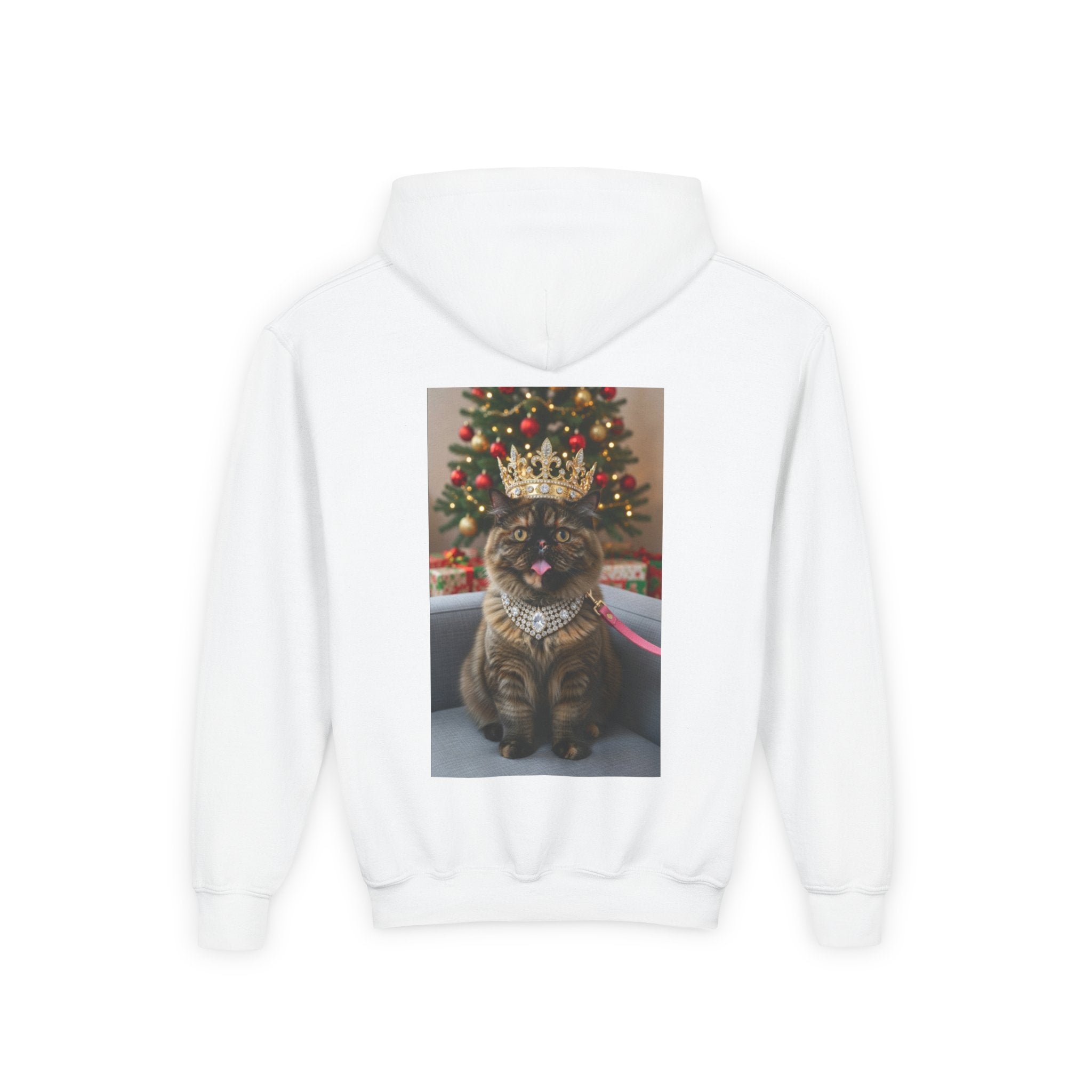 Christmas Cat Crown Hoodie — Cute Holiday Kitty Sweatshirt for Kids