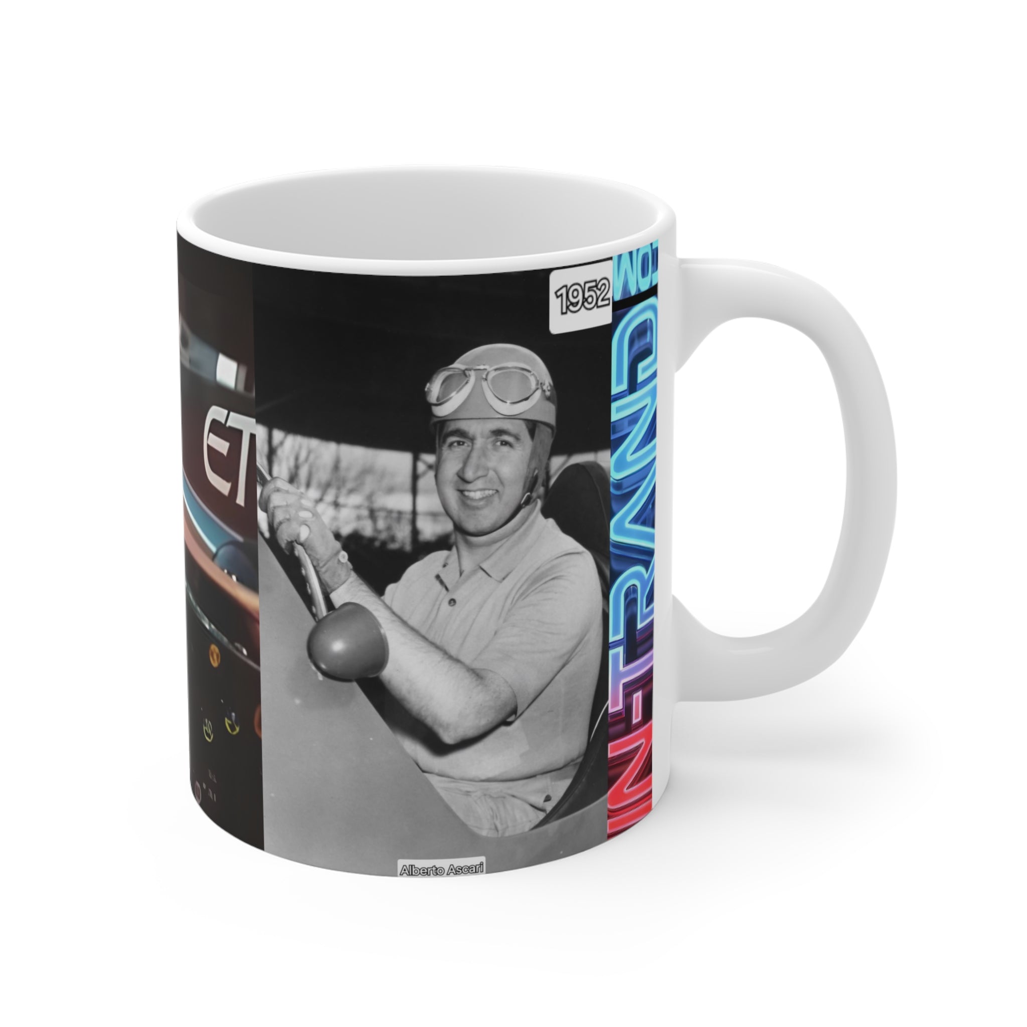 Racing History 11oz Coffee Mug – 'The History of Speed' Car Track Design